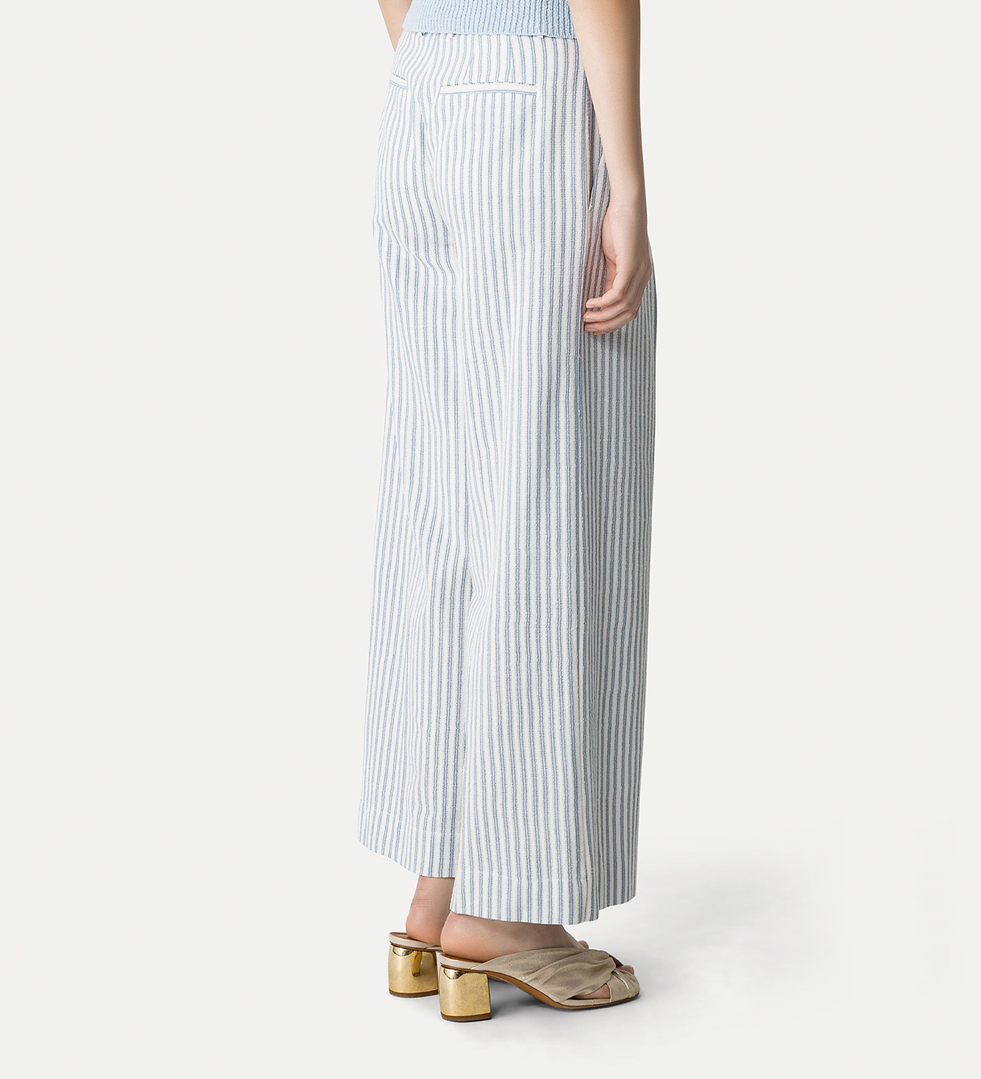 tailored wide—leg trousers light blue