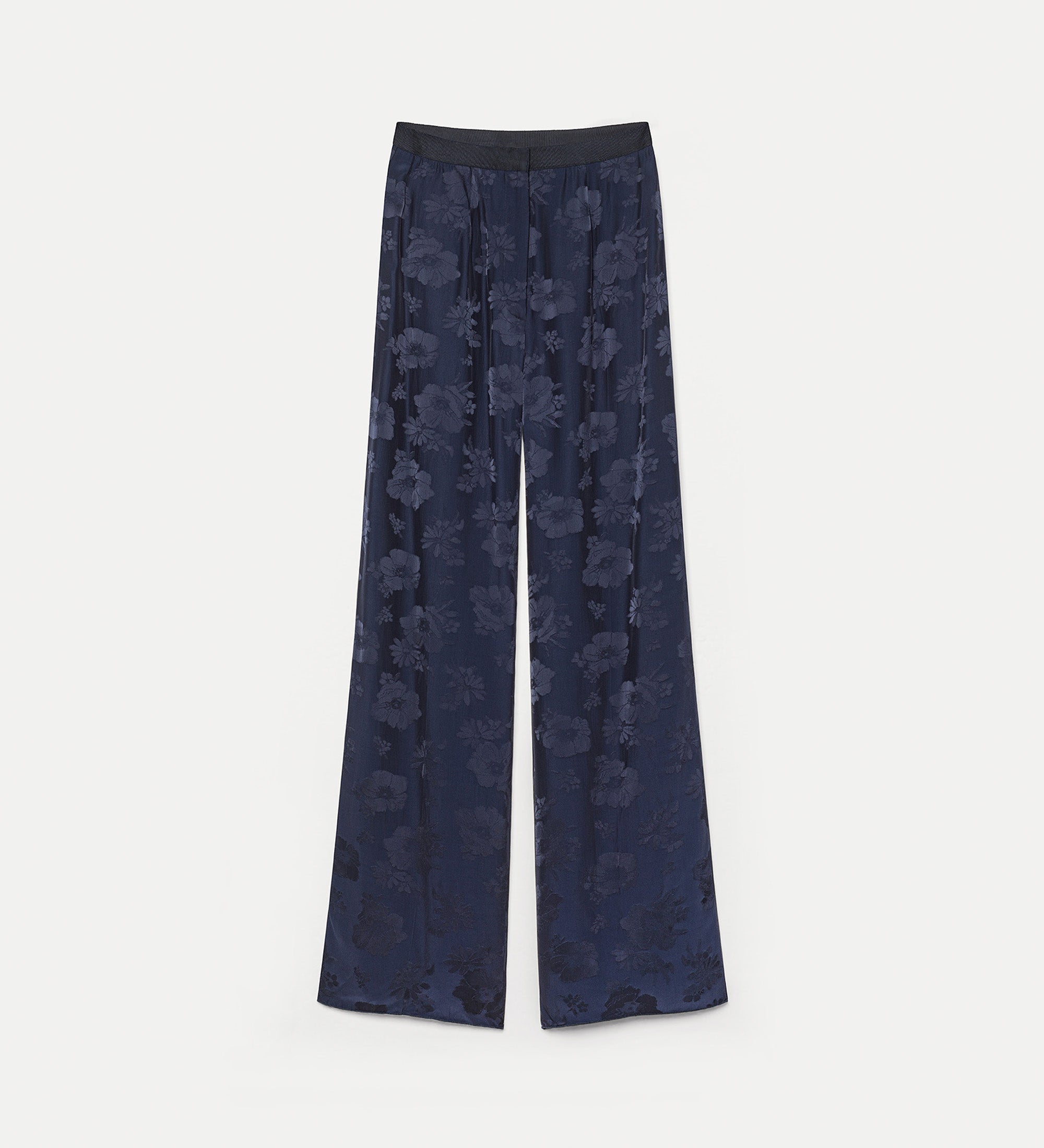 fluid jacquard bouquet trousers blue