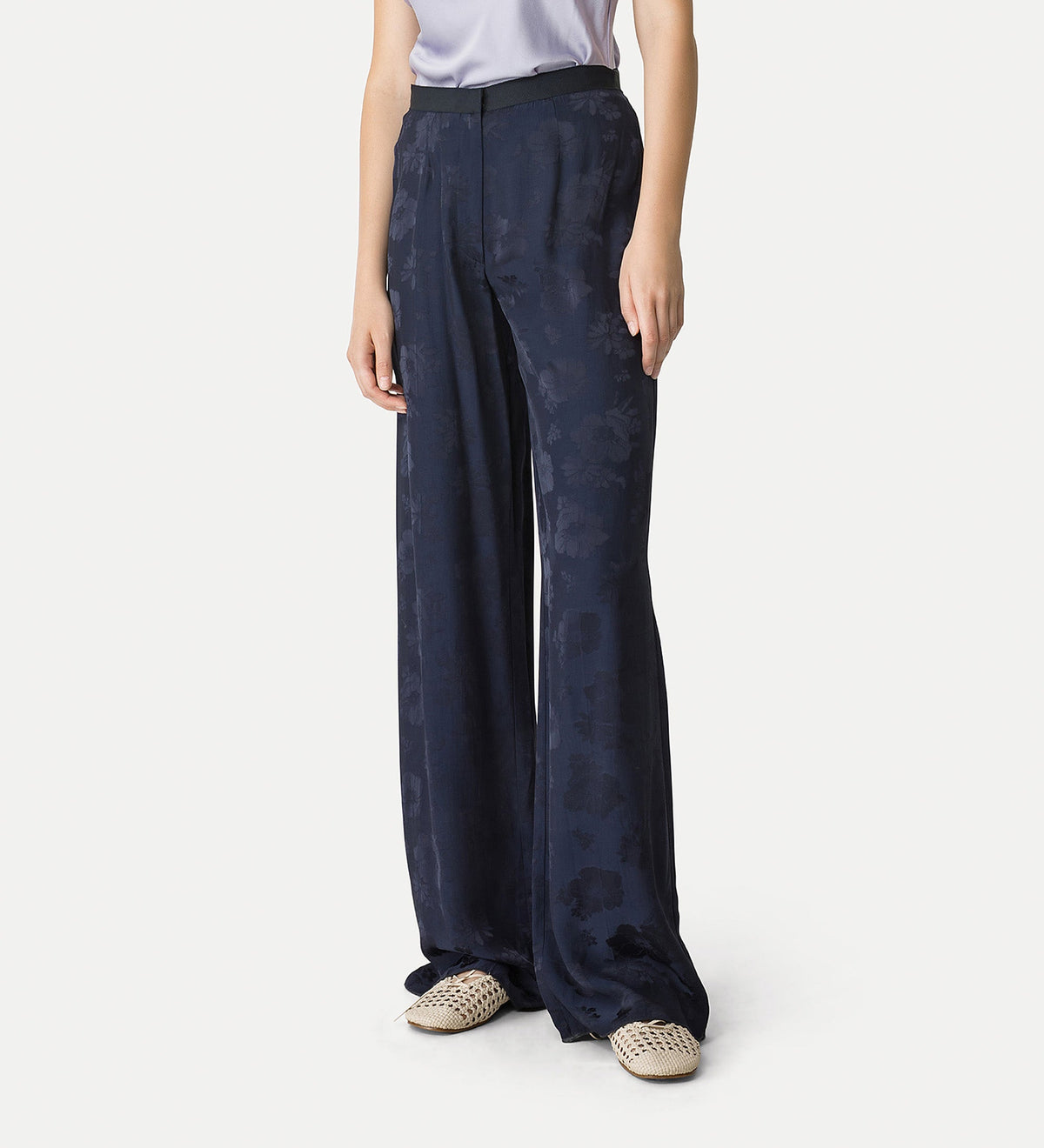 fluid jacquard bouquet trousers notte | forte_forte