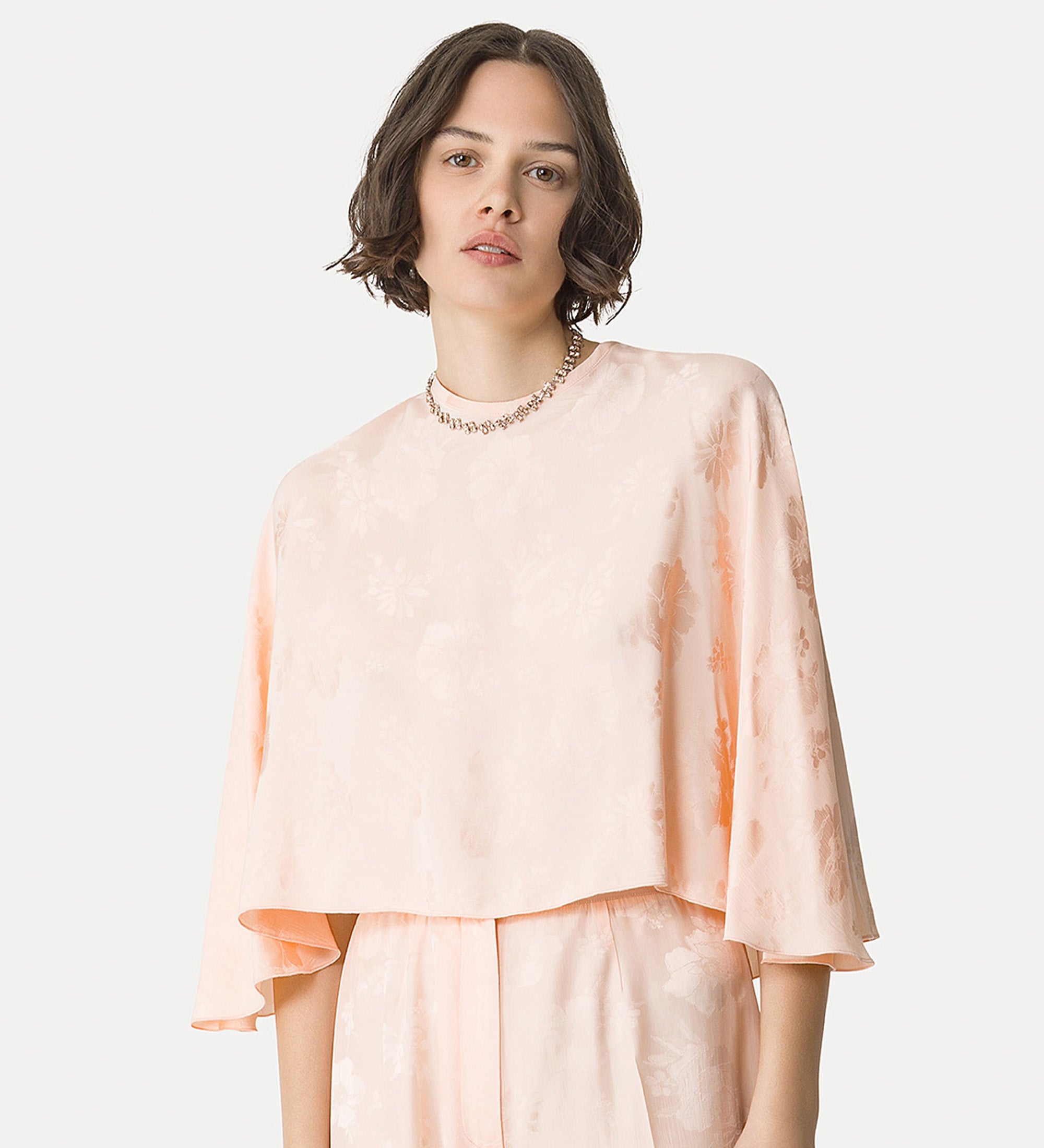 cape in jacquard bouquet pink