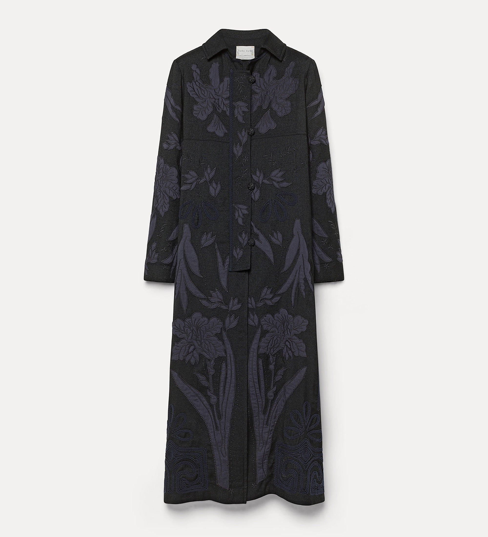 embroidered coat “iris velvet” blue