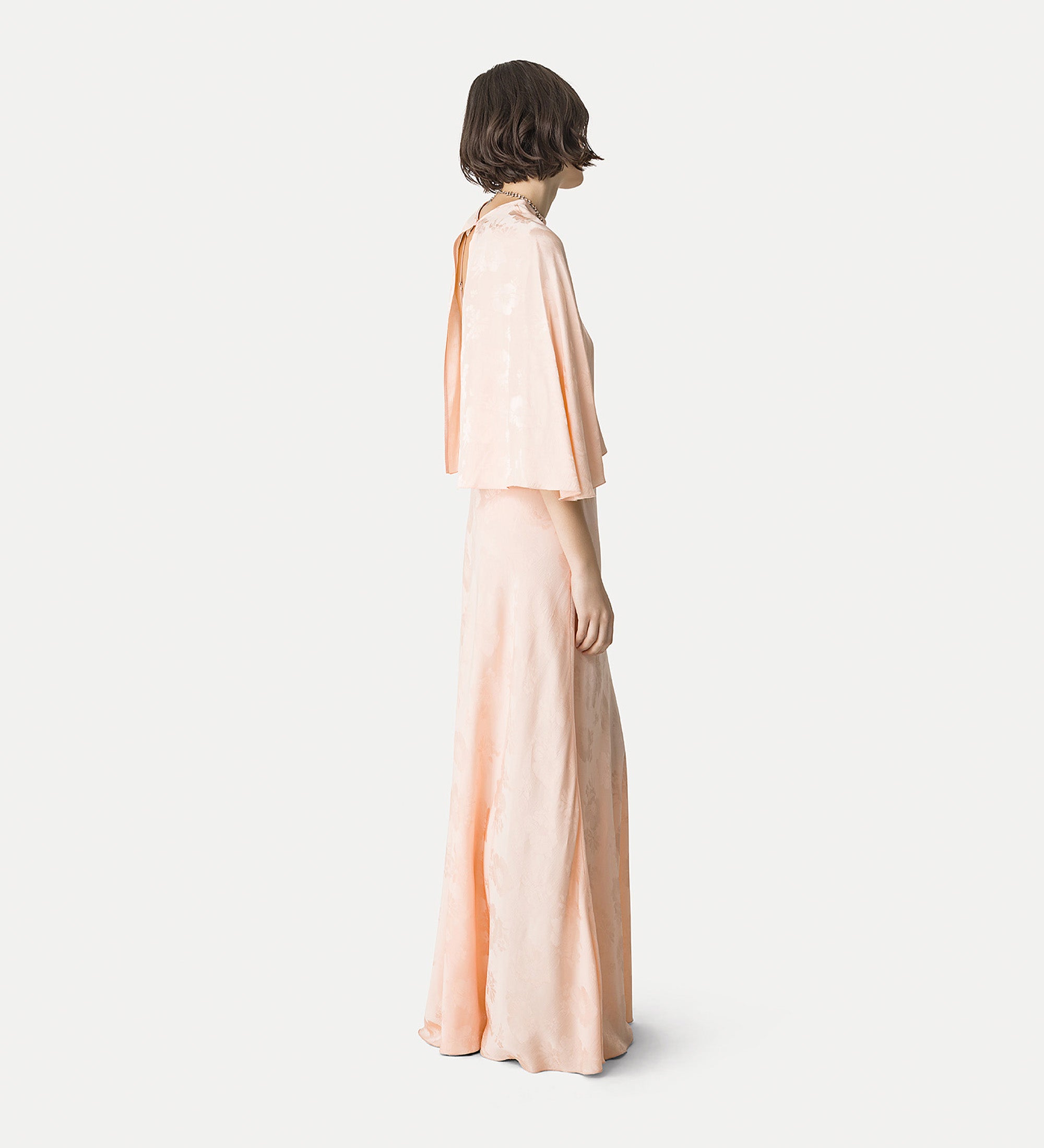 elegant dress in jacquard bouquet pink