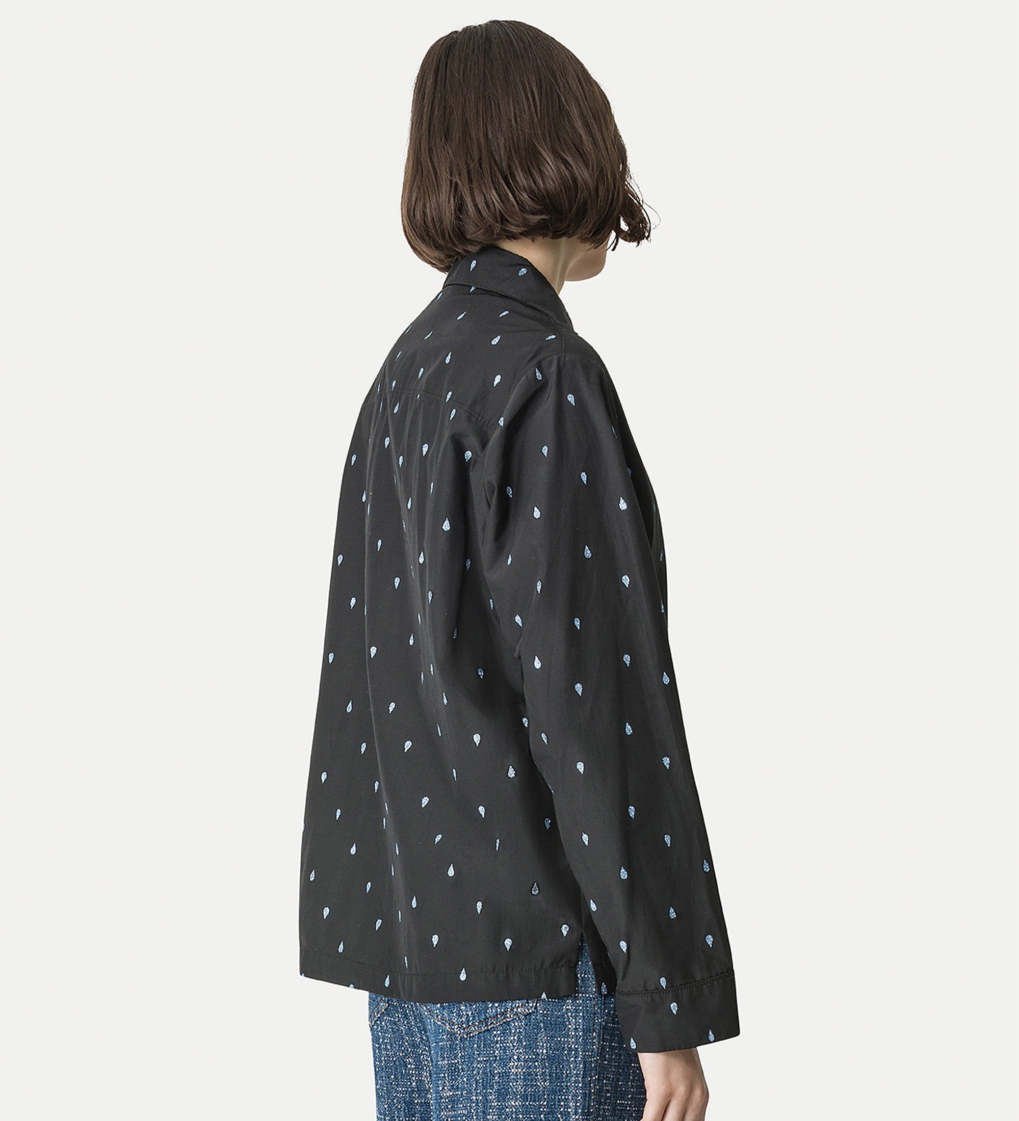 pajama—style shirt in glitter taffeta black