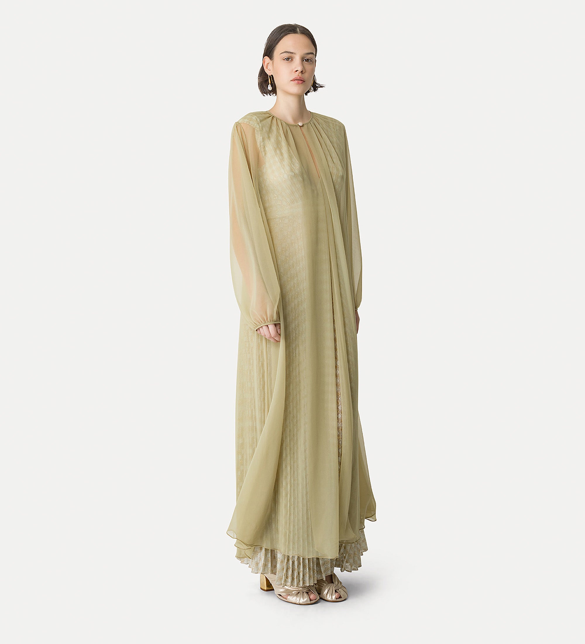 elegant duster coat in contemporary chiffon ecru