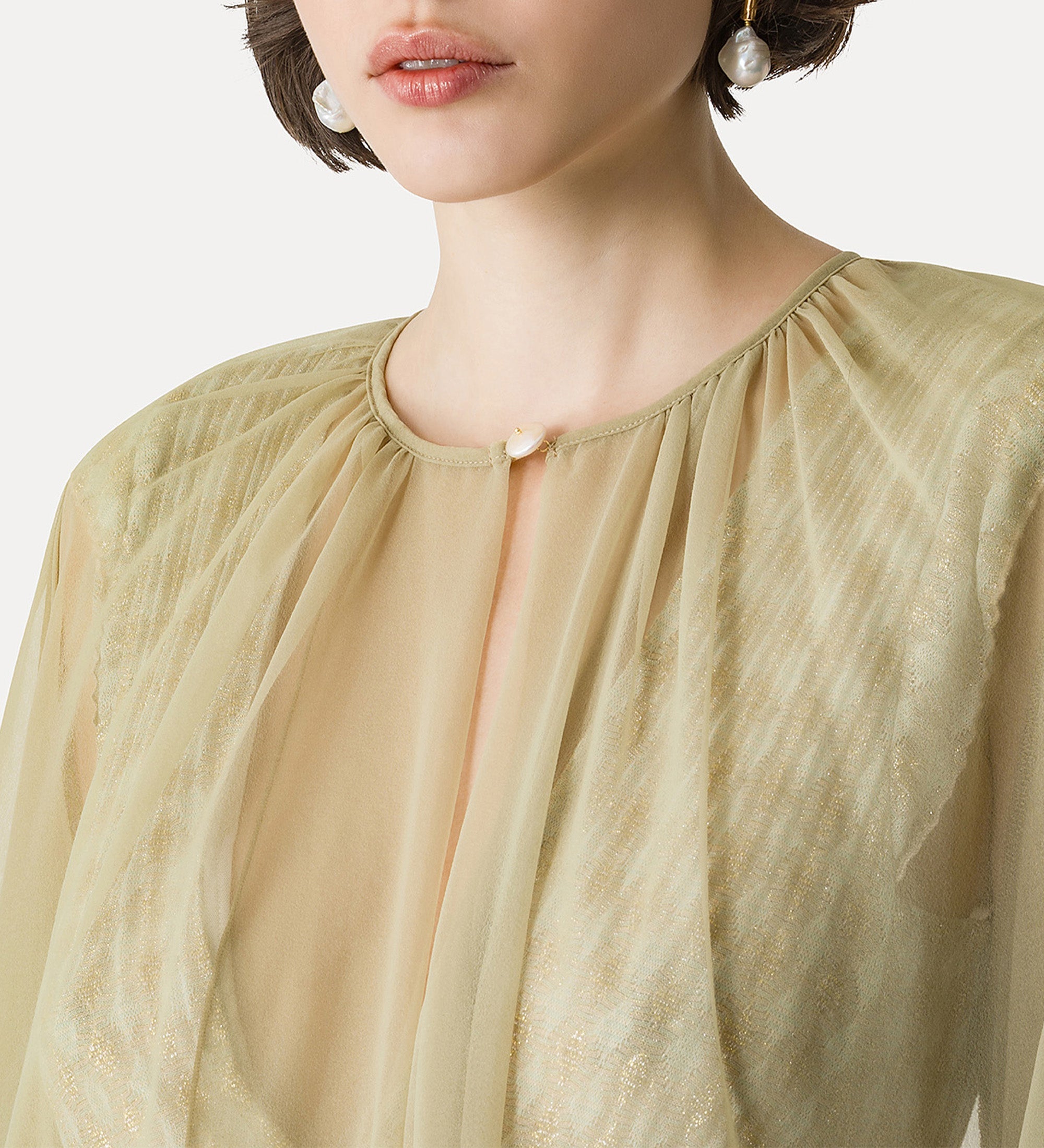 elegant duster coat in contemporary chiffon ecru
