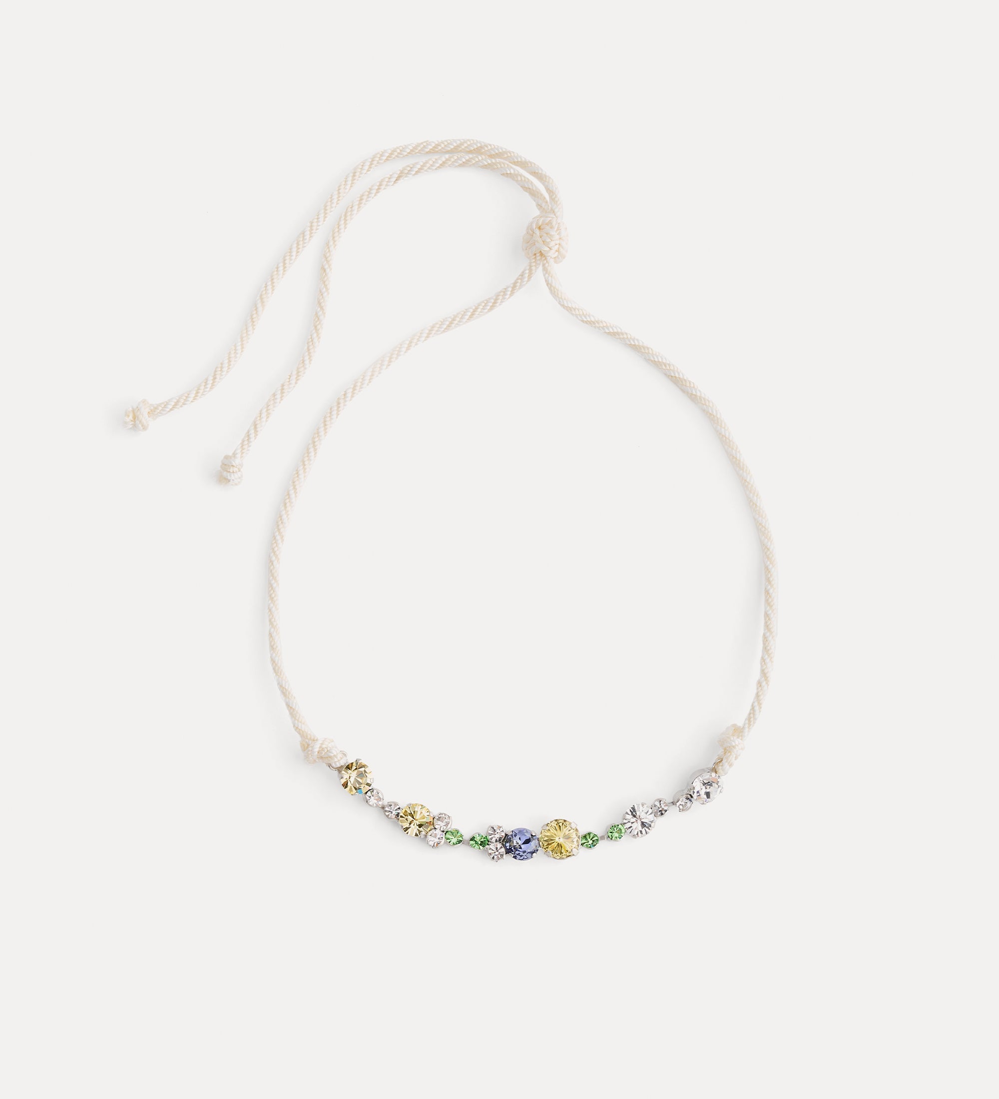braided cord necklace with crystals avorio