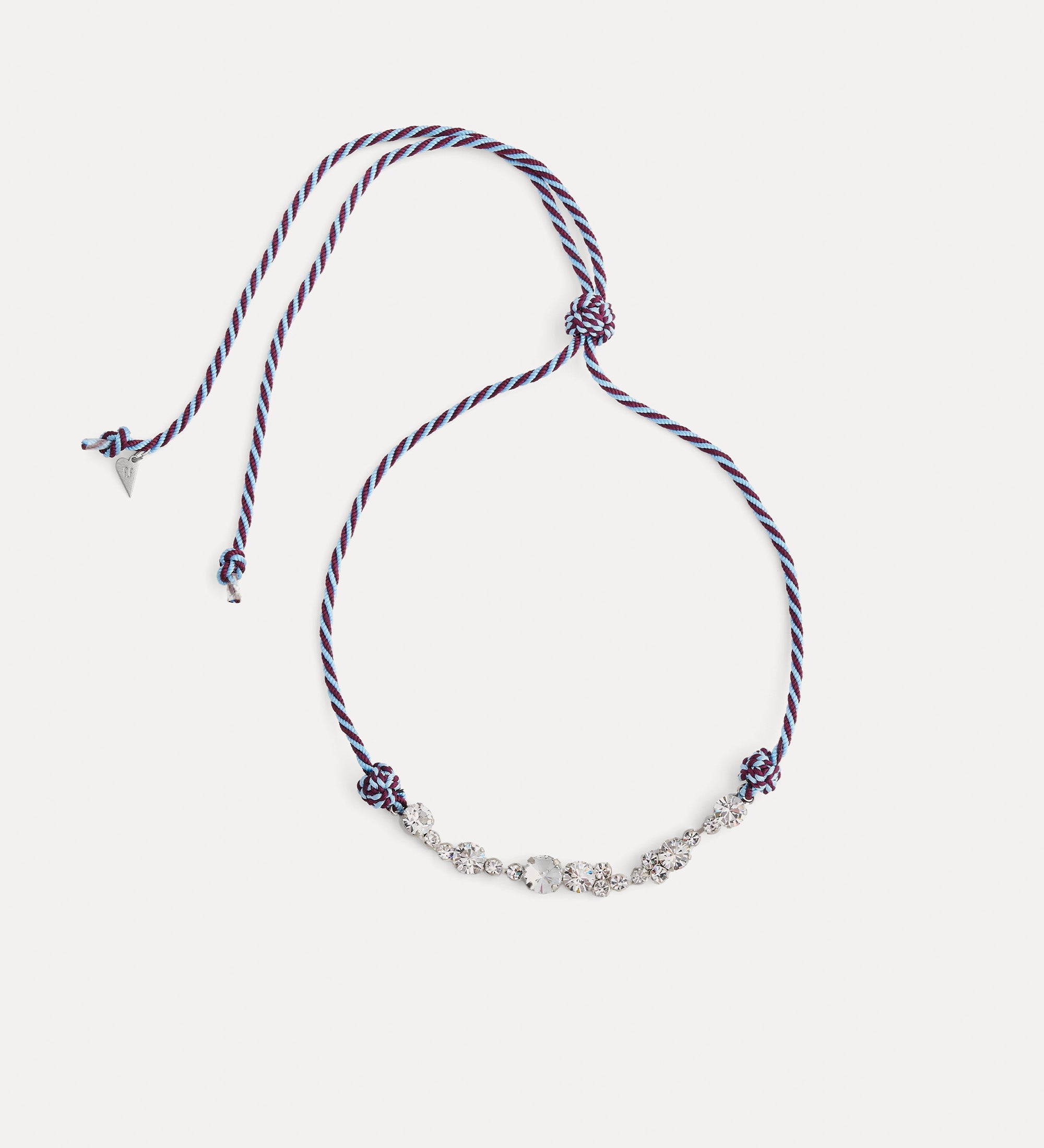 braided cord necklace with crystals lilac