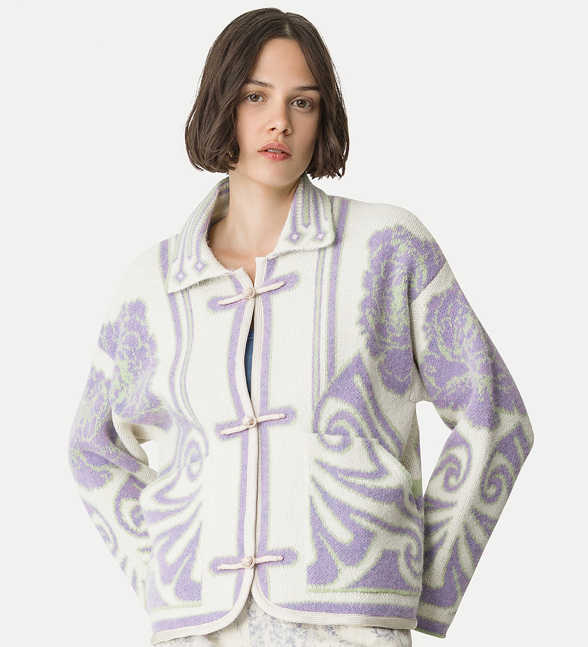 jacket with toggles “peonia my love” lilac