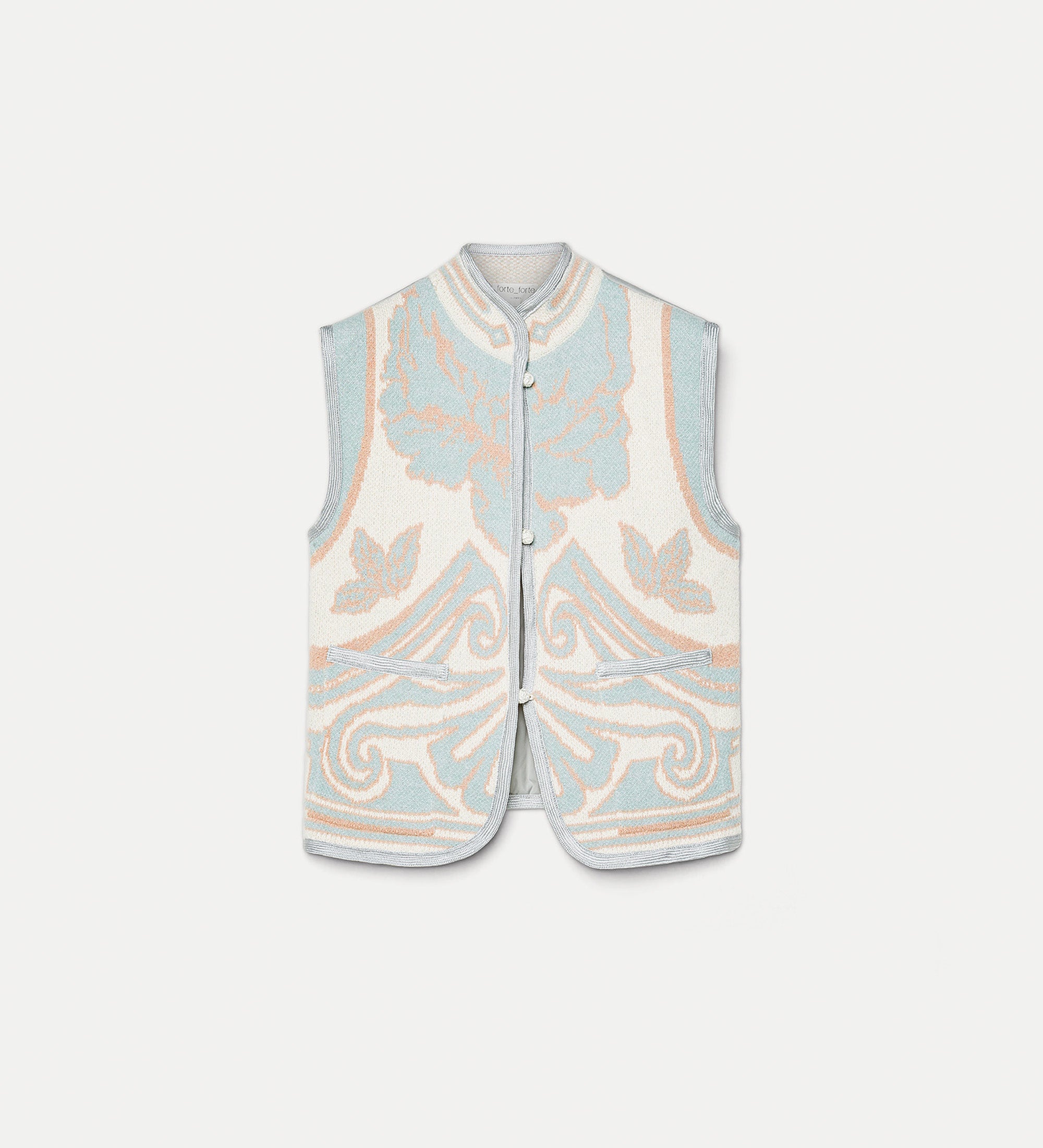 jacquard vest “peonia my love” light blue
