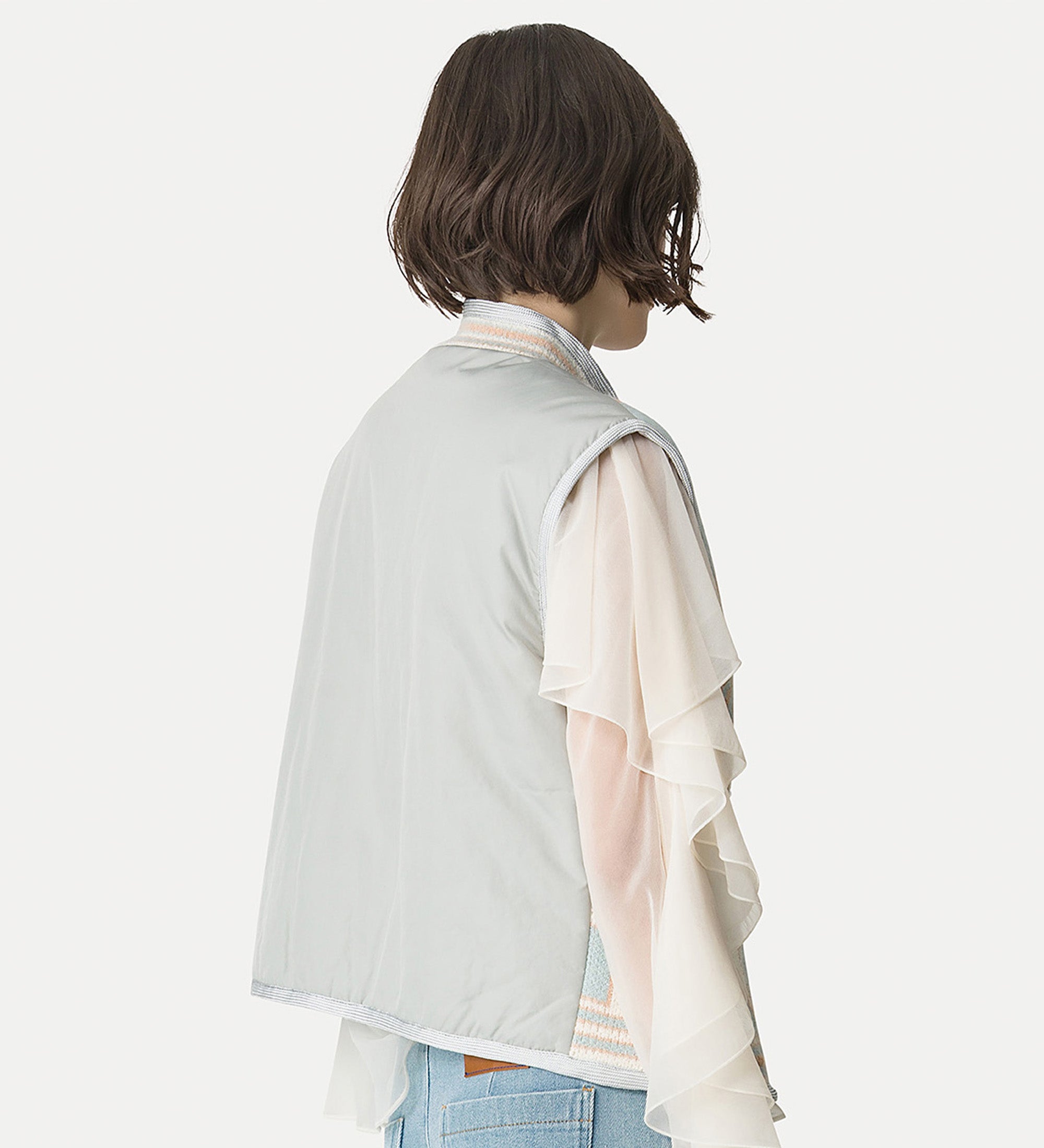jacquard vest “peonia my love” light blue