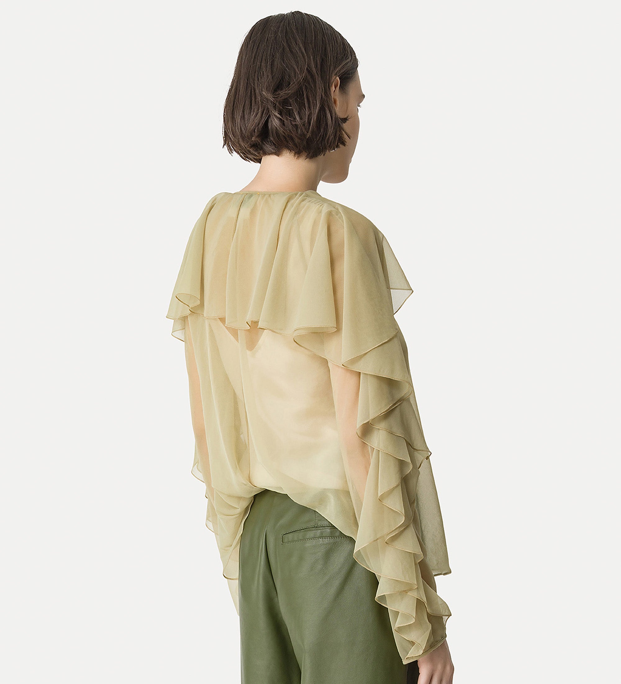 ruffled chiffon shirt ecru