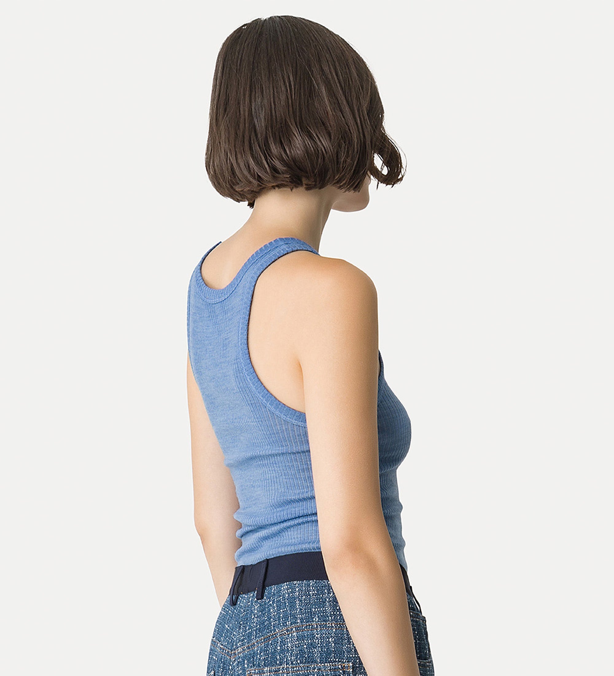 ribbed jersey tank top light blue