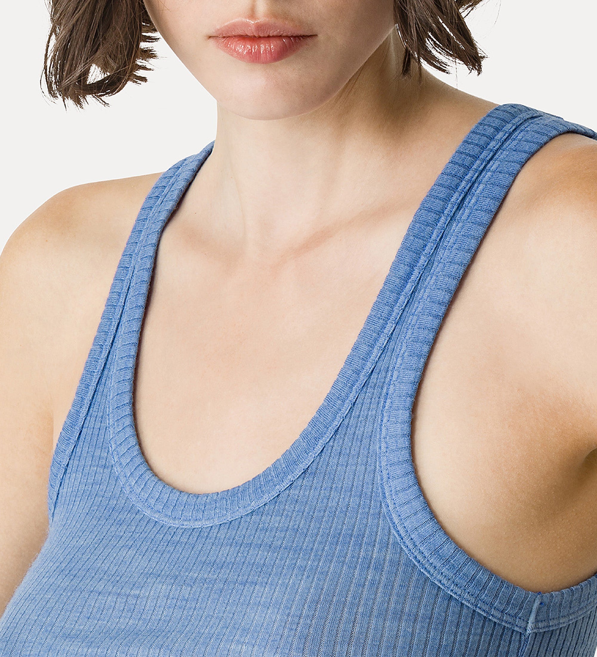 ribbed jersey tank top light blue