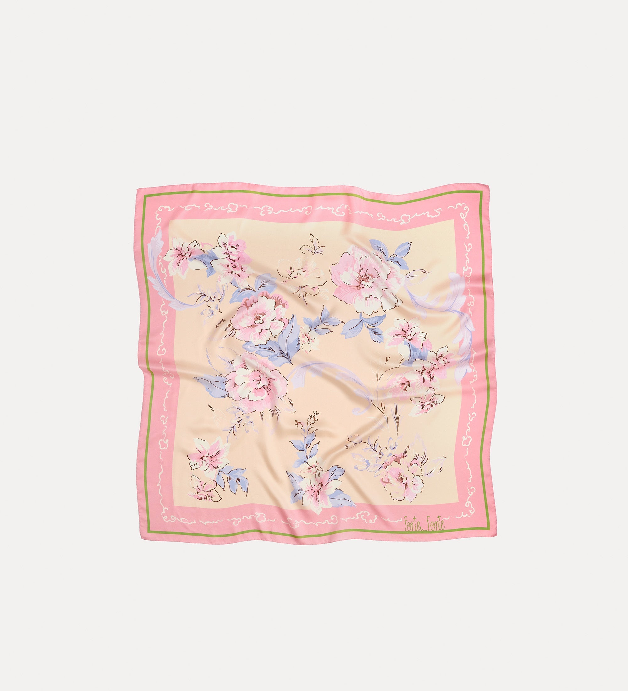 printed carré scarf “peonia my love” pink