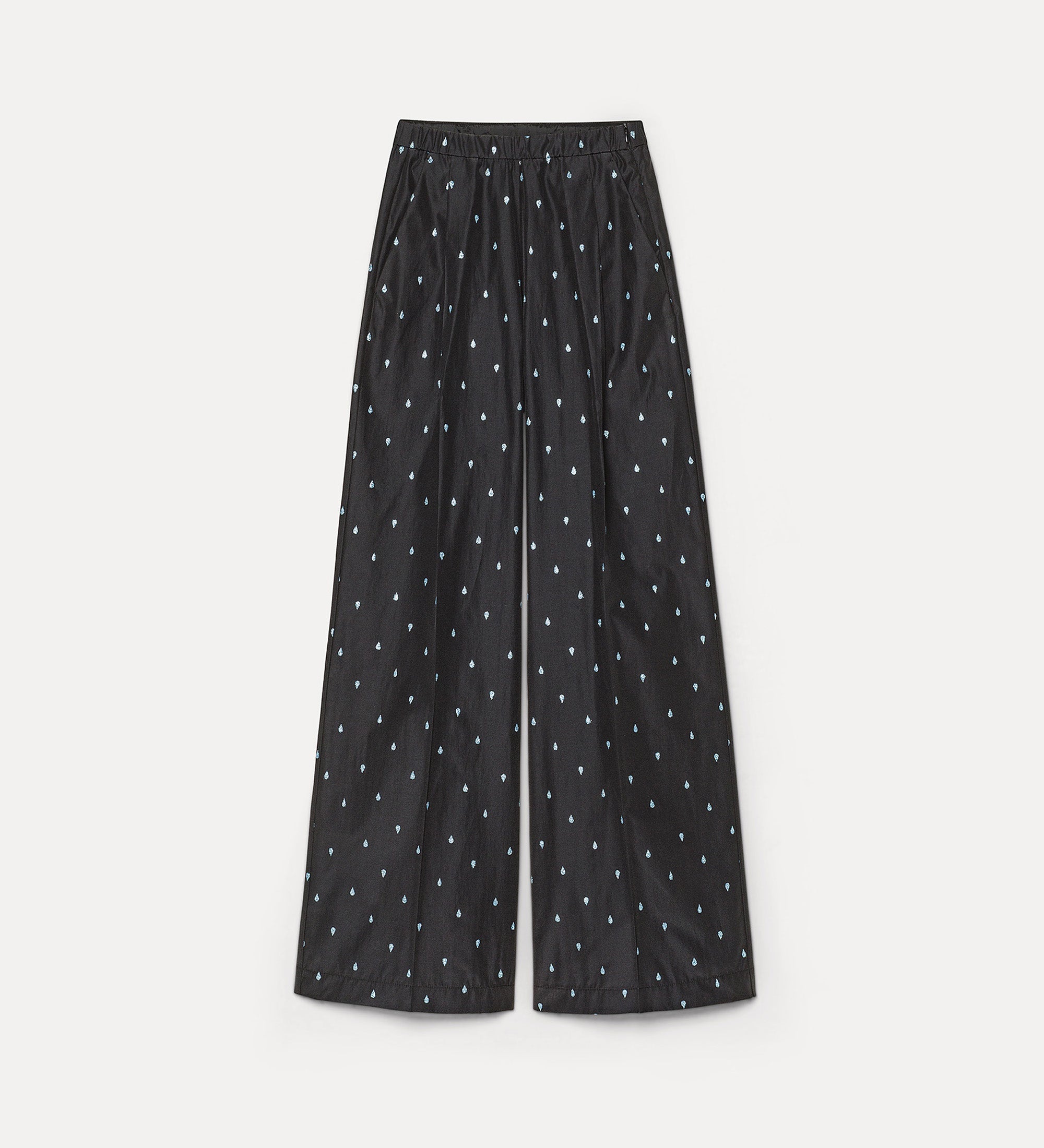 wide—leg trousers in glitter taffeta black