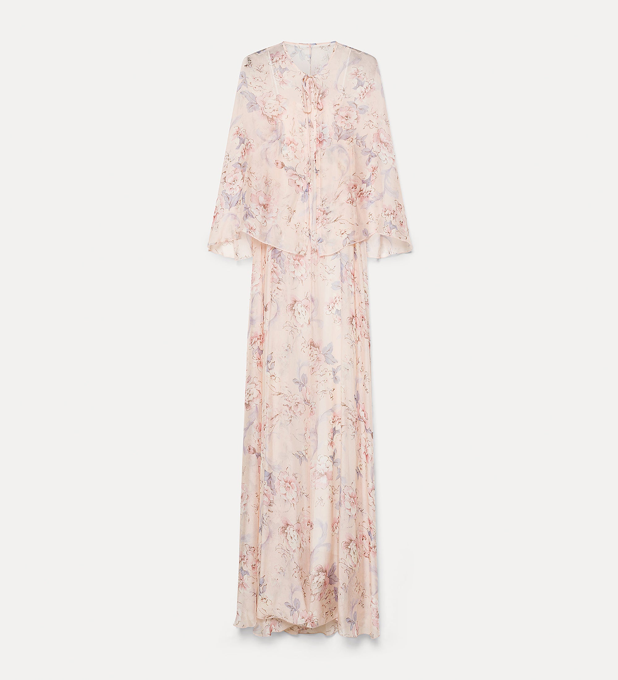 abito con cappa chiffon seta "peonia my love" peonia