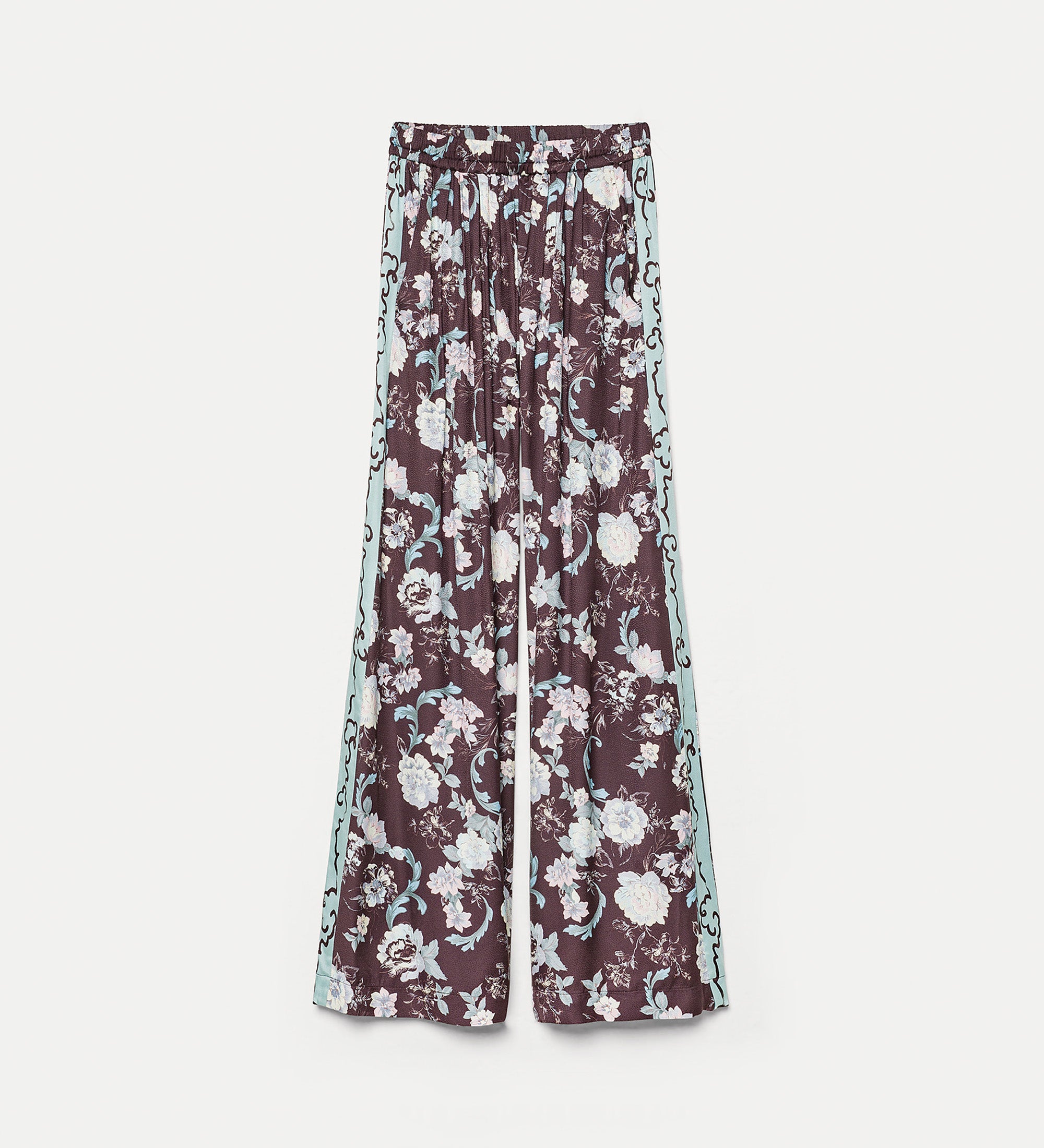 pantalon en jacquard “peonia my love” brun