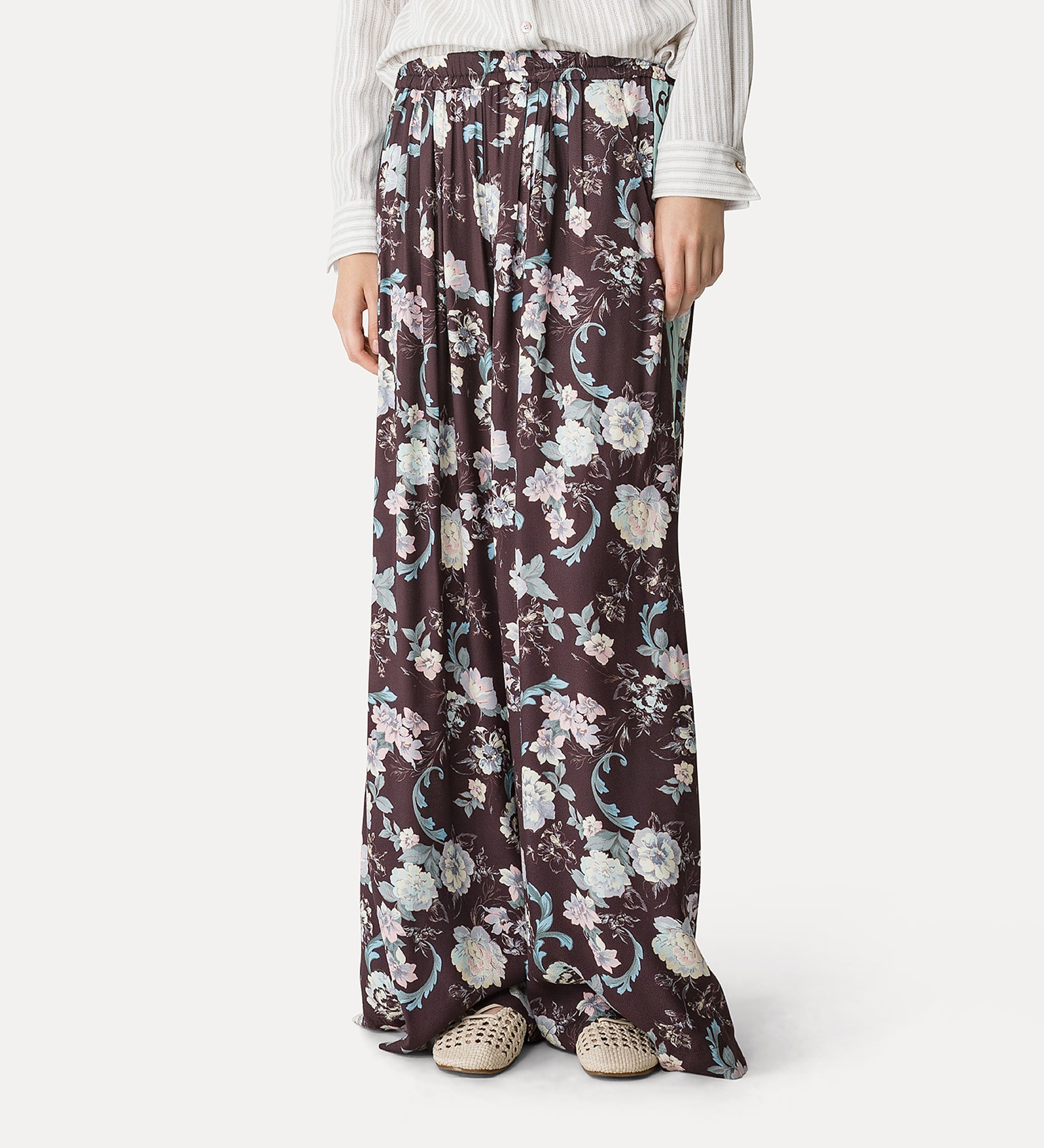jacquard trousers “peonia my love” brown