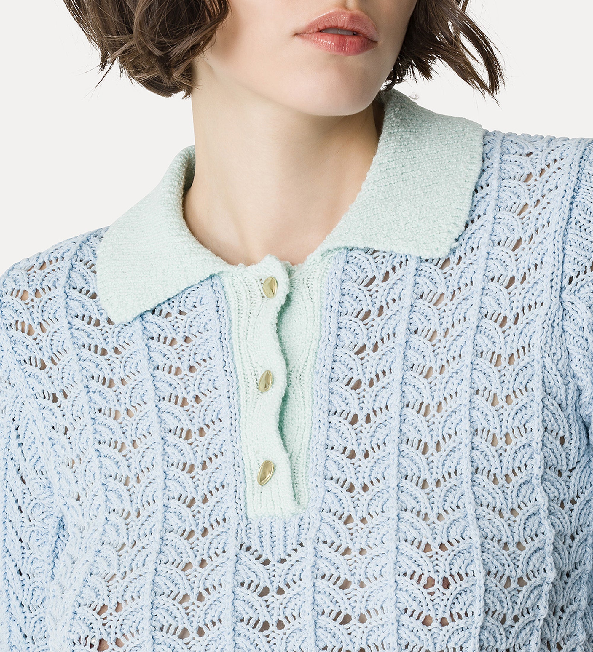 elegant cotton polo shirt light blue