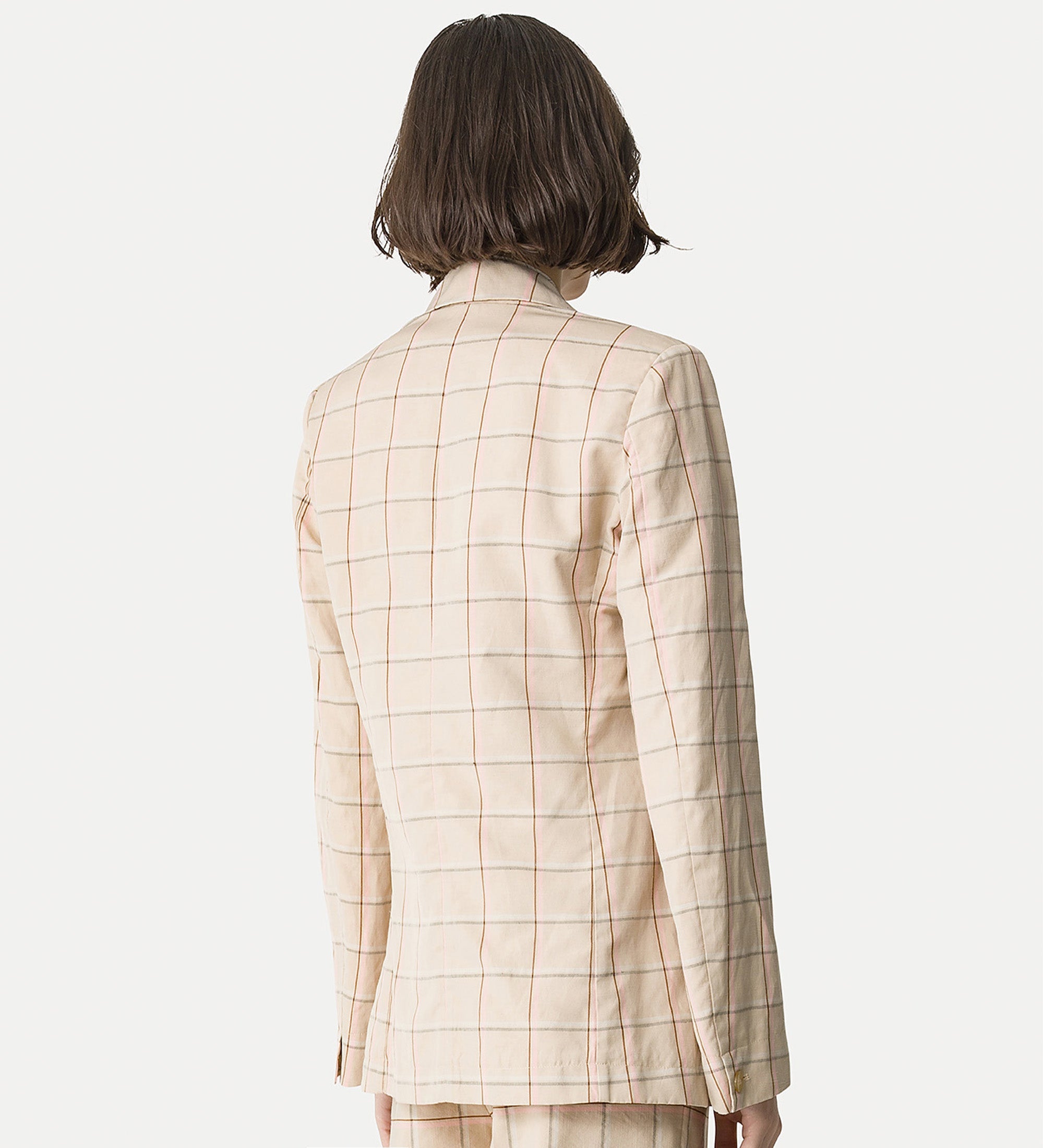 boxy tartan jacket pink