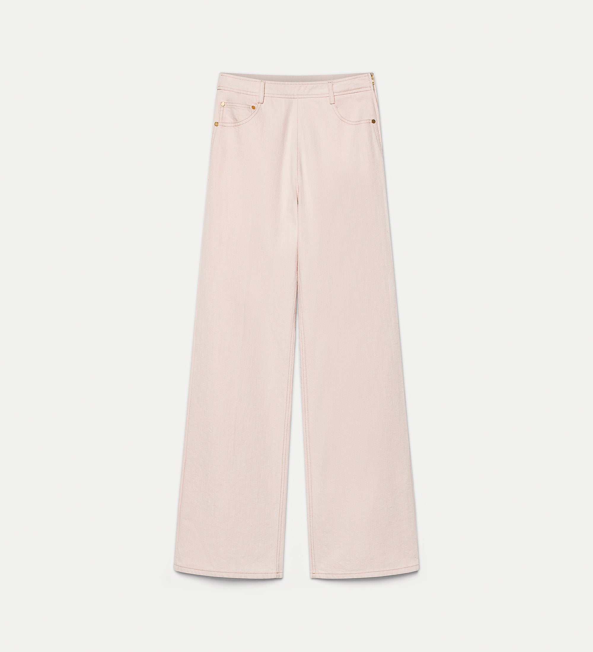 pantalon 5 poches en denim rose