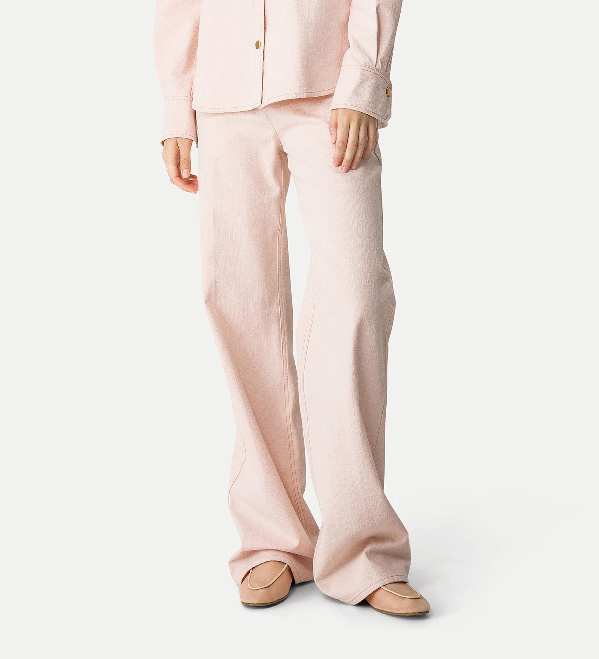 5—pocket denim trousers pink