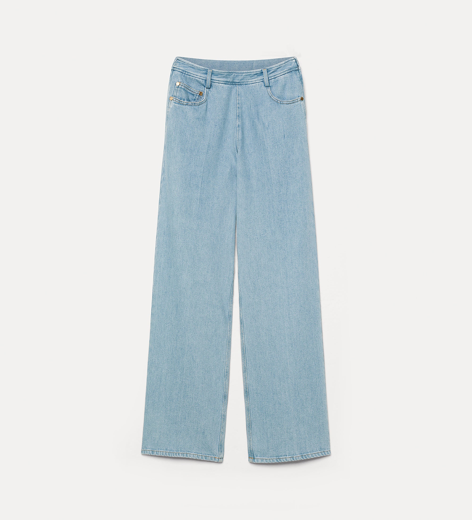 pantalon 5 poches taille haute bleu clair