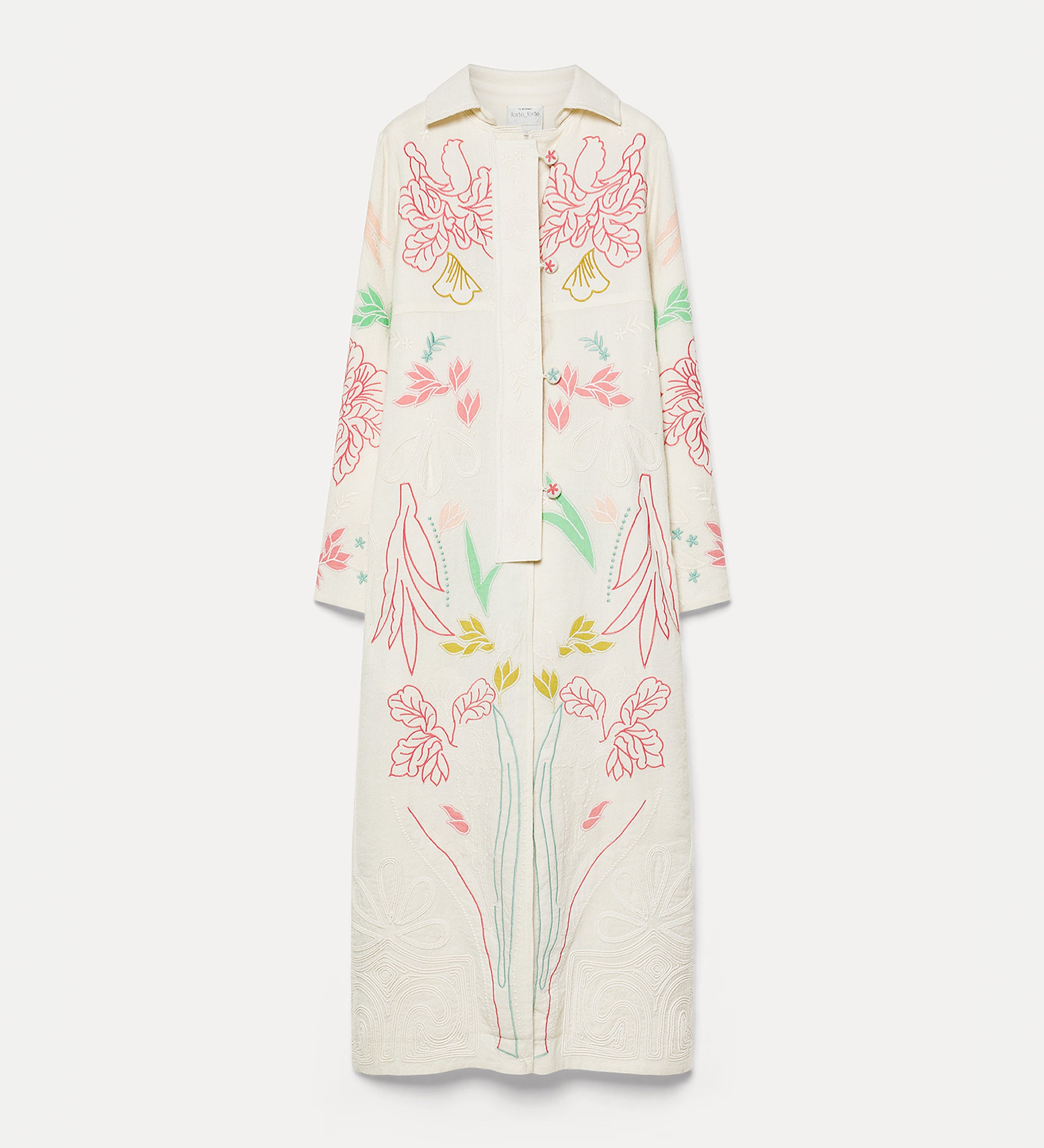 cappotto twill lana ricamo "iris velvet " rainbow