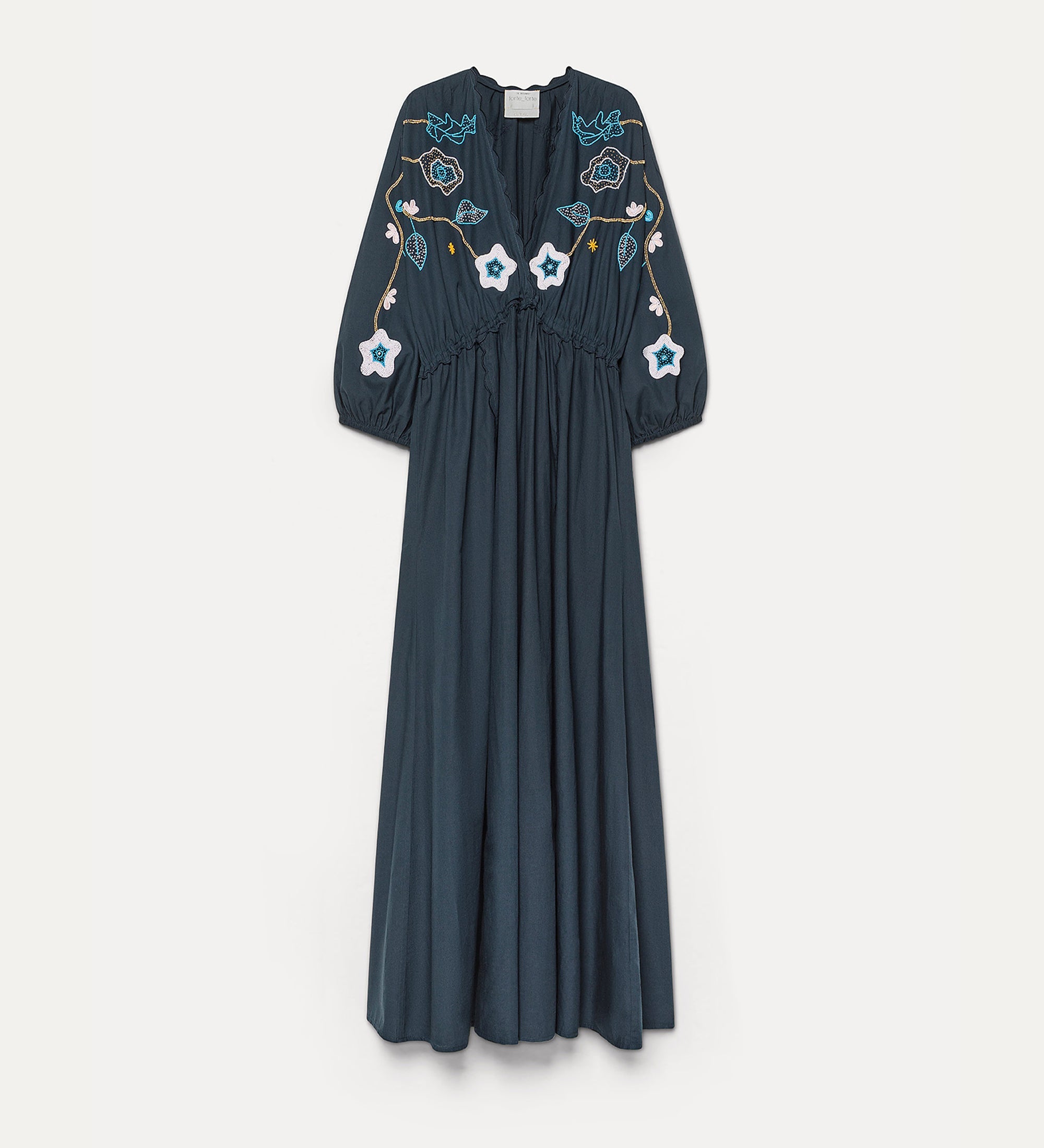 poplin dress with “broderie en rêve” embroidery midnight | forte_forte