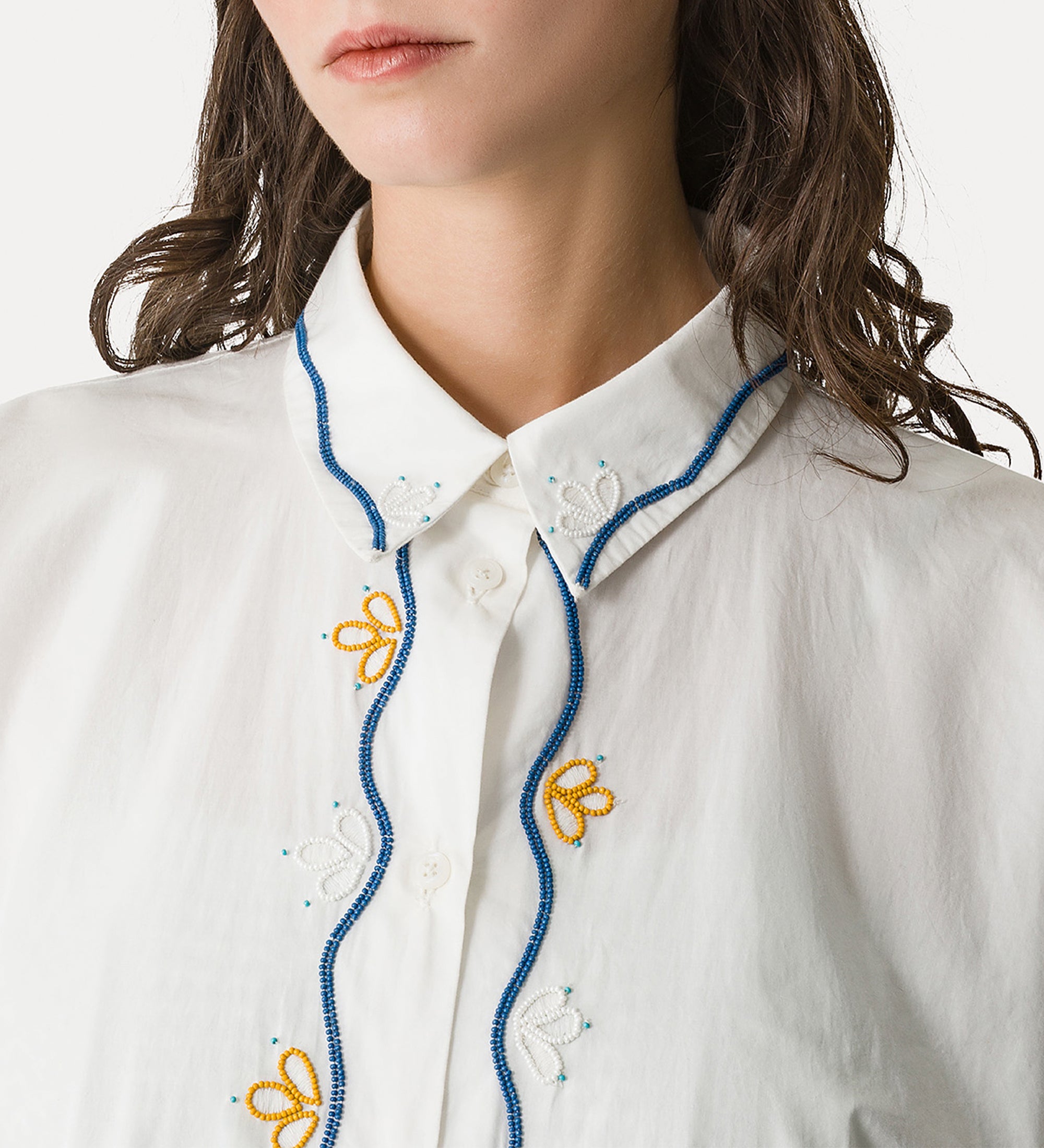 poplin shirt dress with “broderie en rêve” embroidery crystal