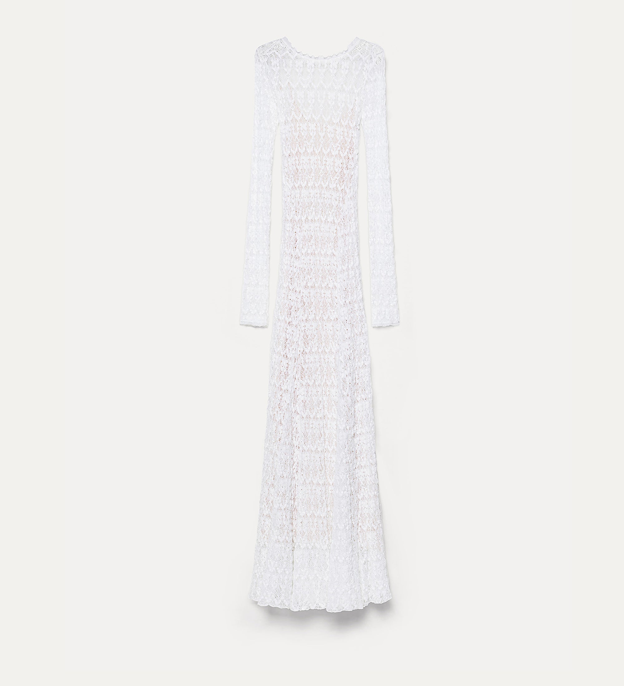 “pizzo stretch” long—sleeved dress with slip crystal