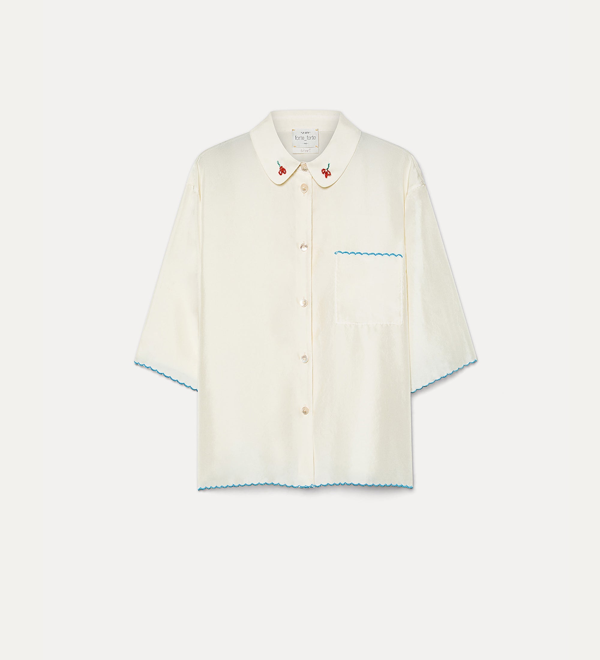 habotai silk half—sleeve shirt butter