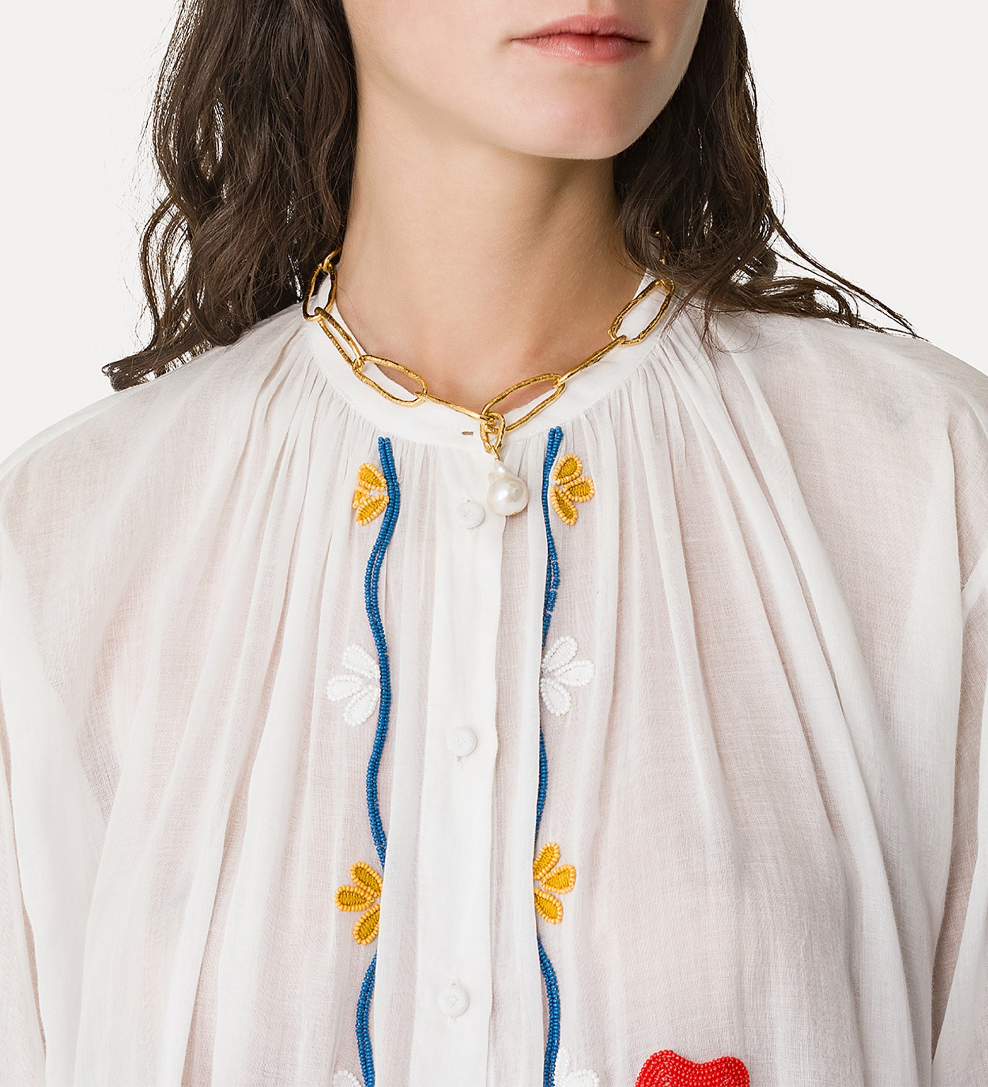 bohemian summer shirt with “broderie en rêve” embroidery crystal