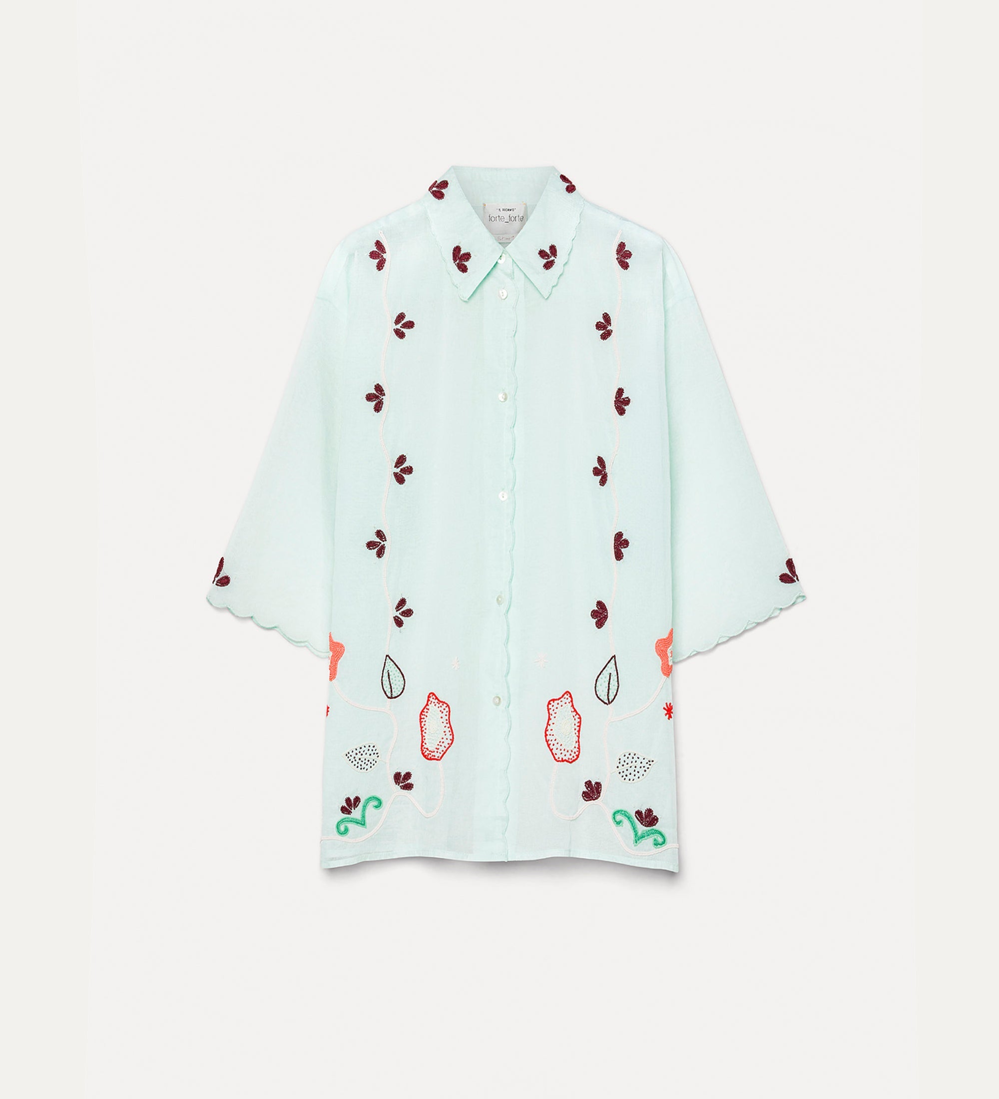half—sleeve shirt with “broderie en rêve” embroidery plume