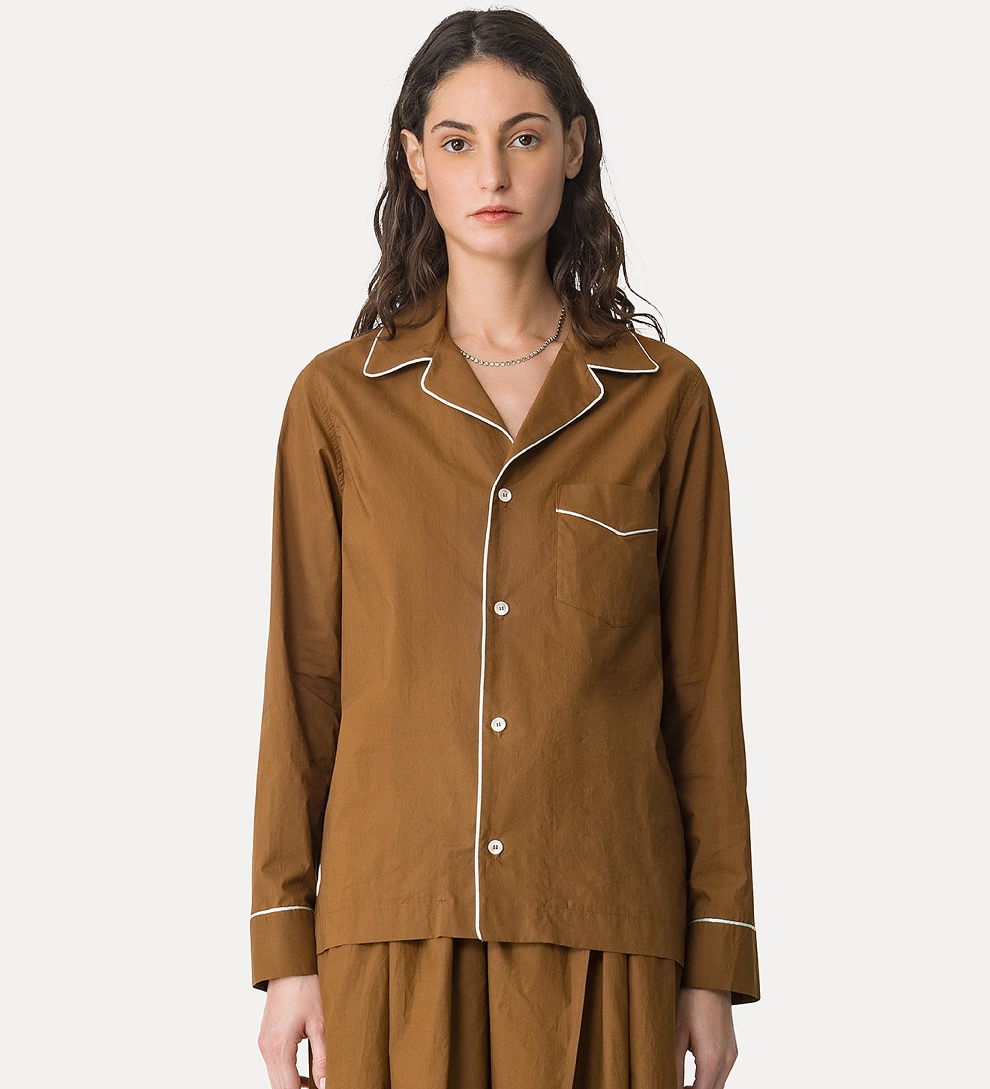 poplin shirt chocolate