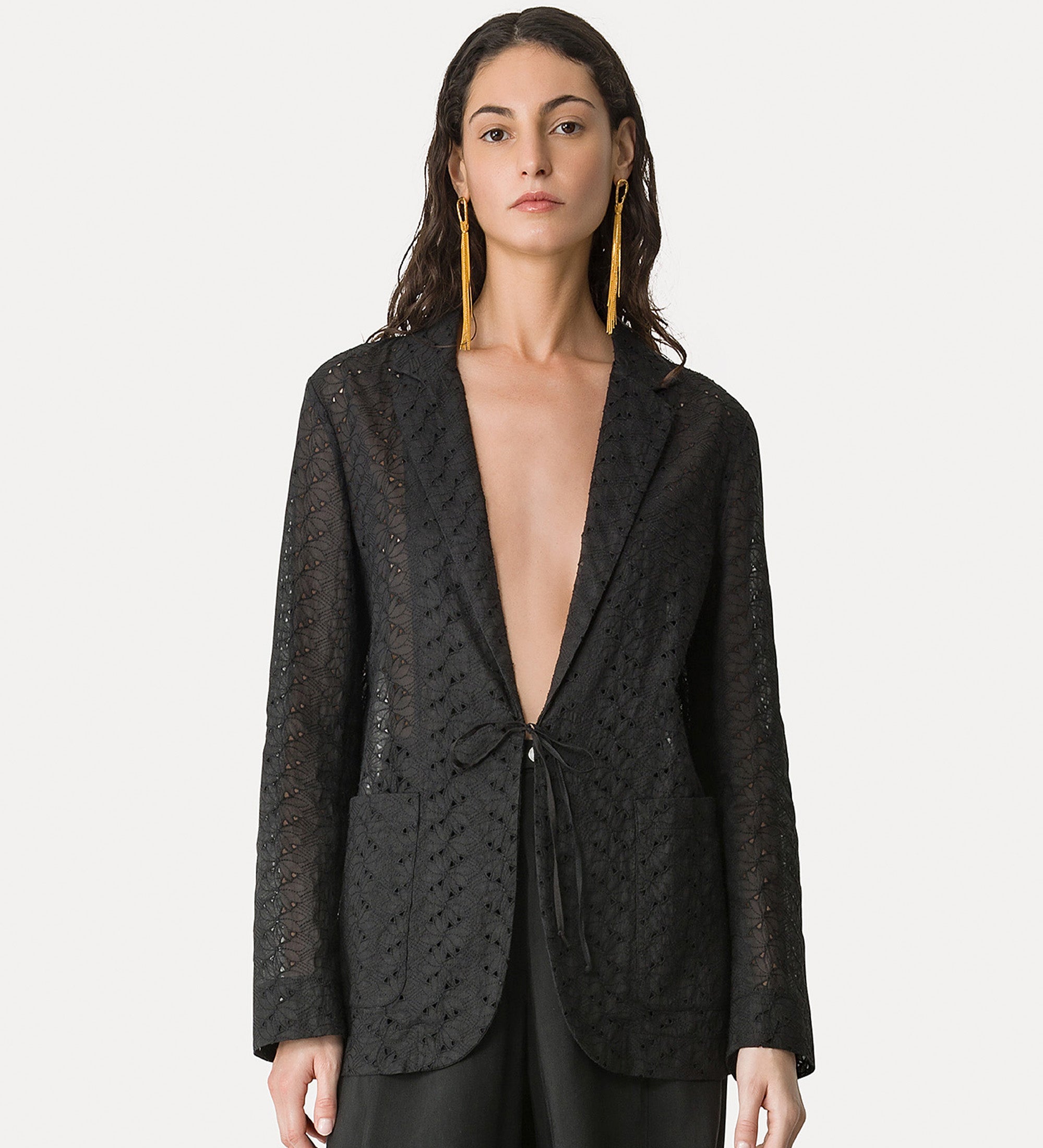 muslin jacket with “broderie anglaise” embroidery noir