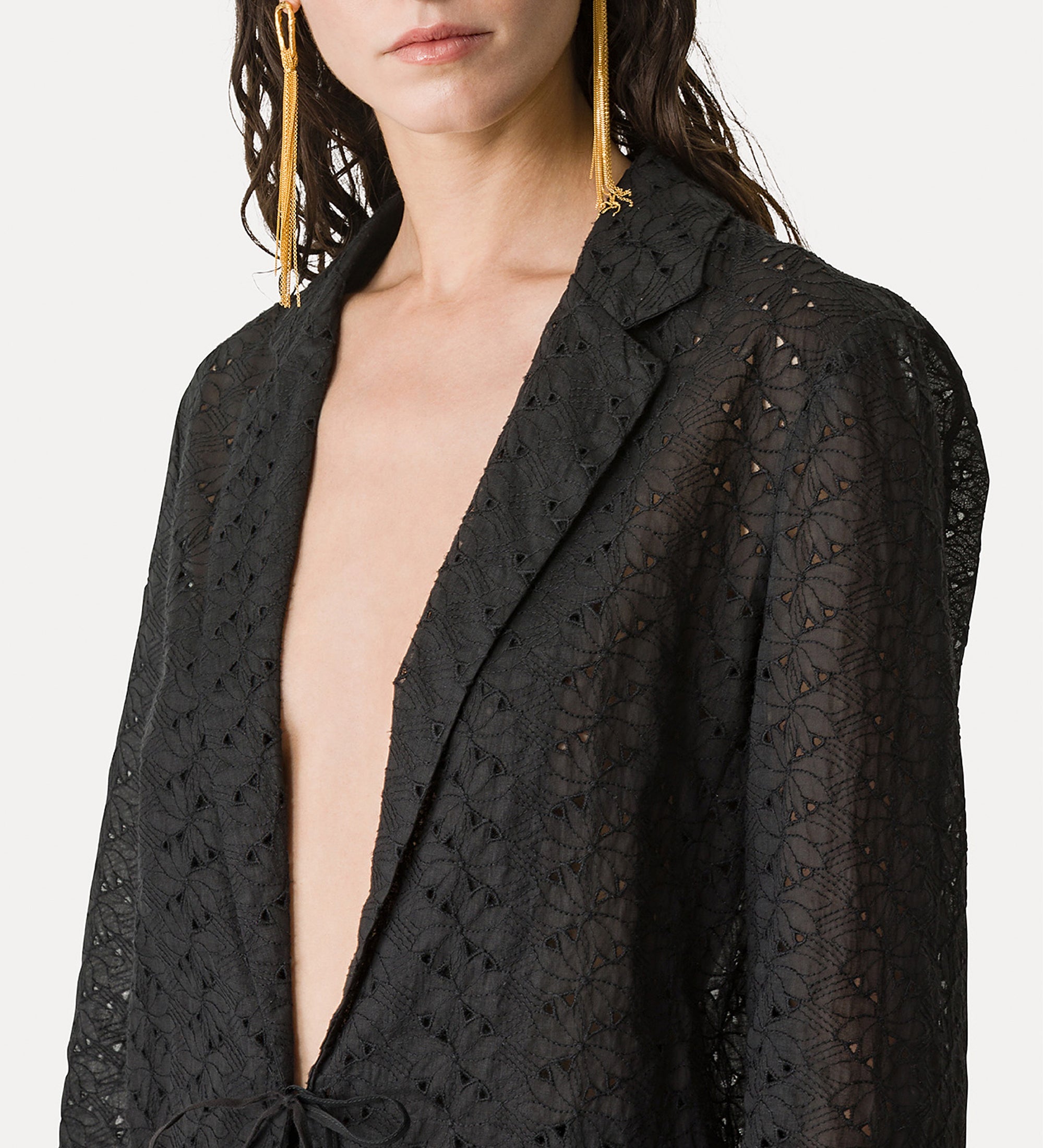muslin jacket with “broderie anglaise” embroidery noir