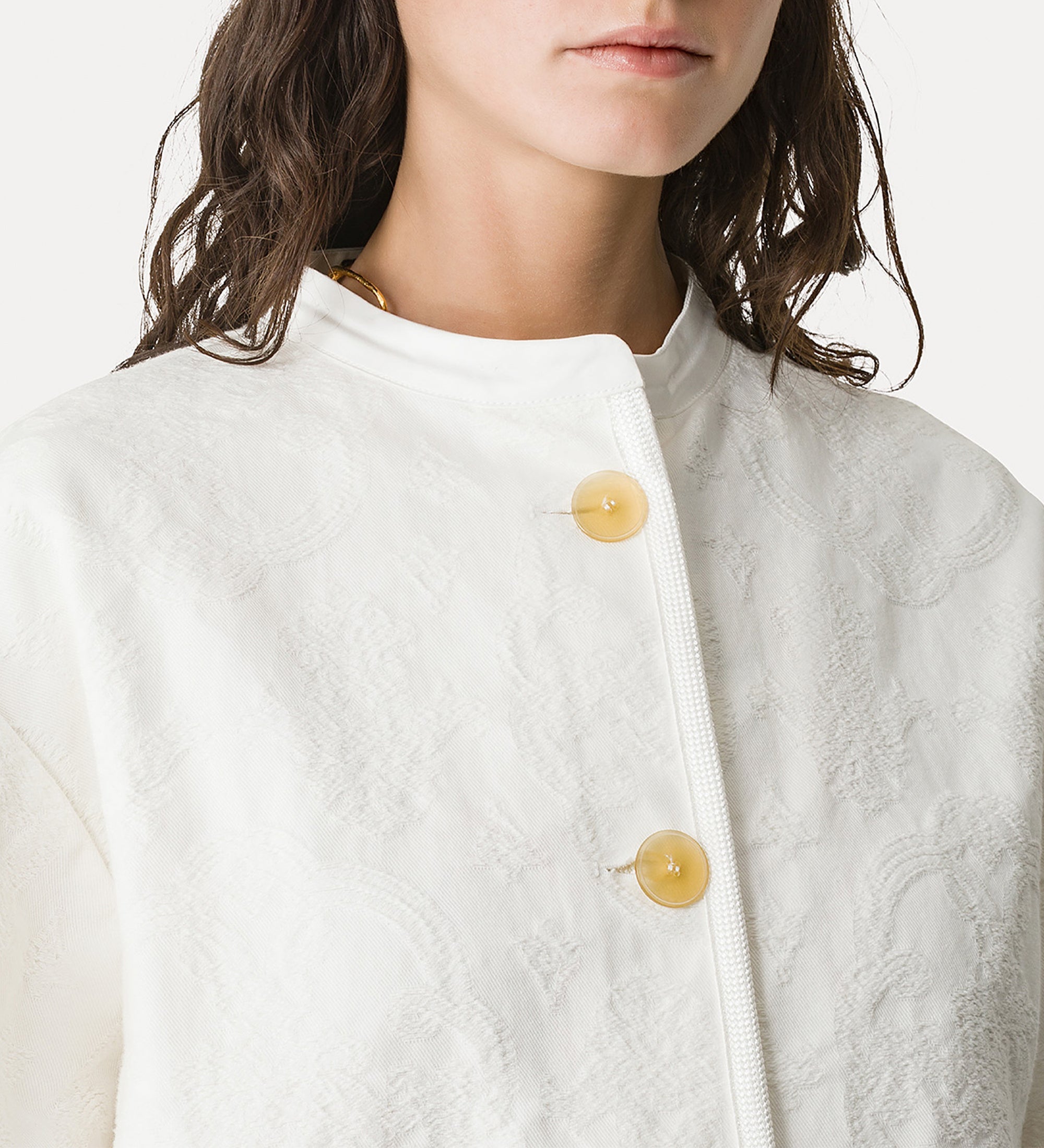 “arabesque” cotton jacquard jacket crystal