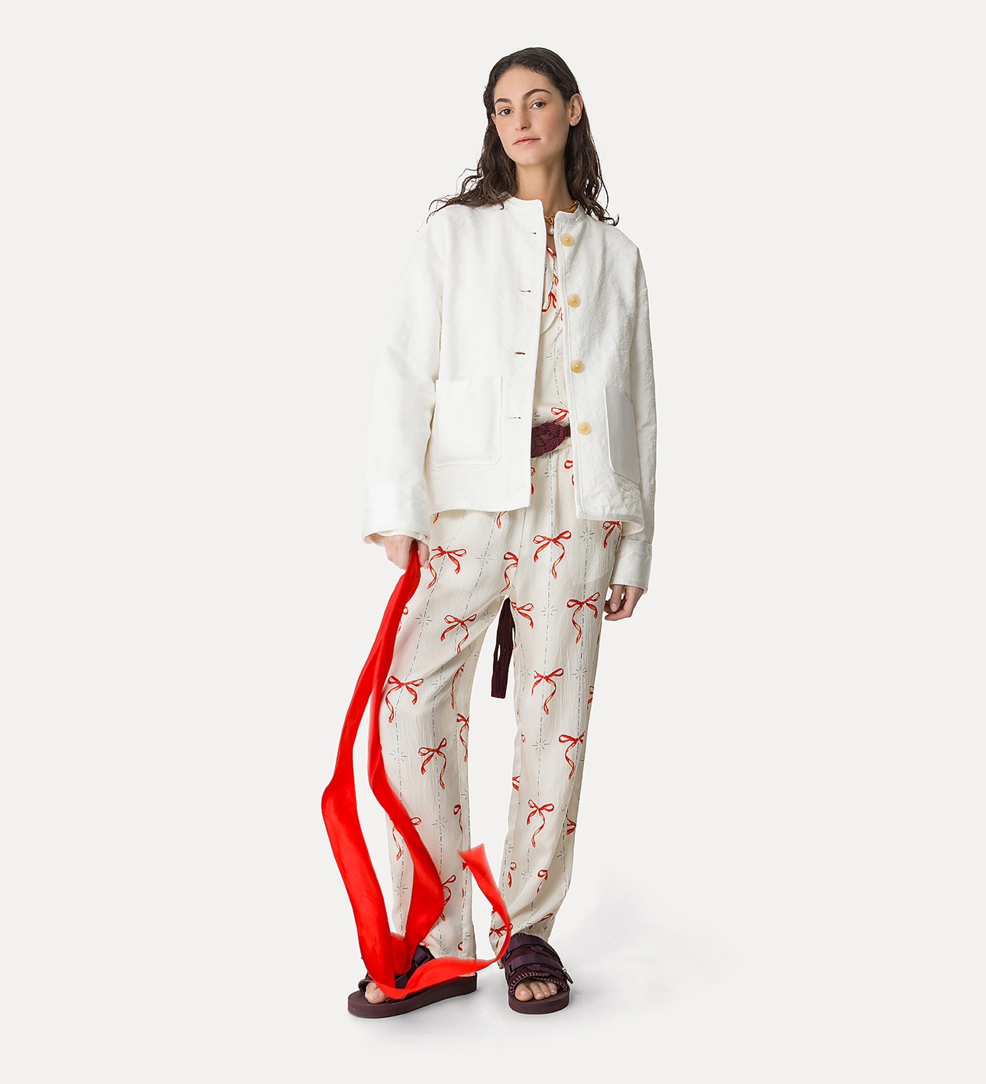 “arabesque” cotton jacquard jacket crystal