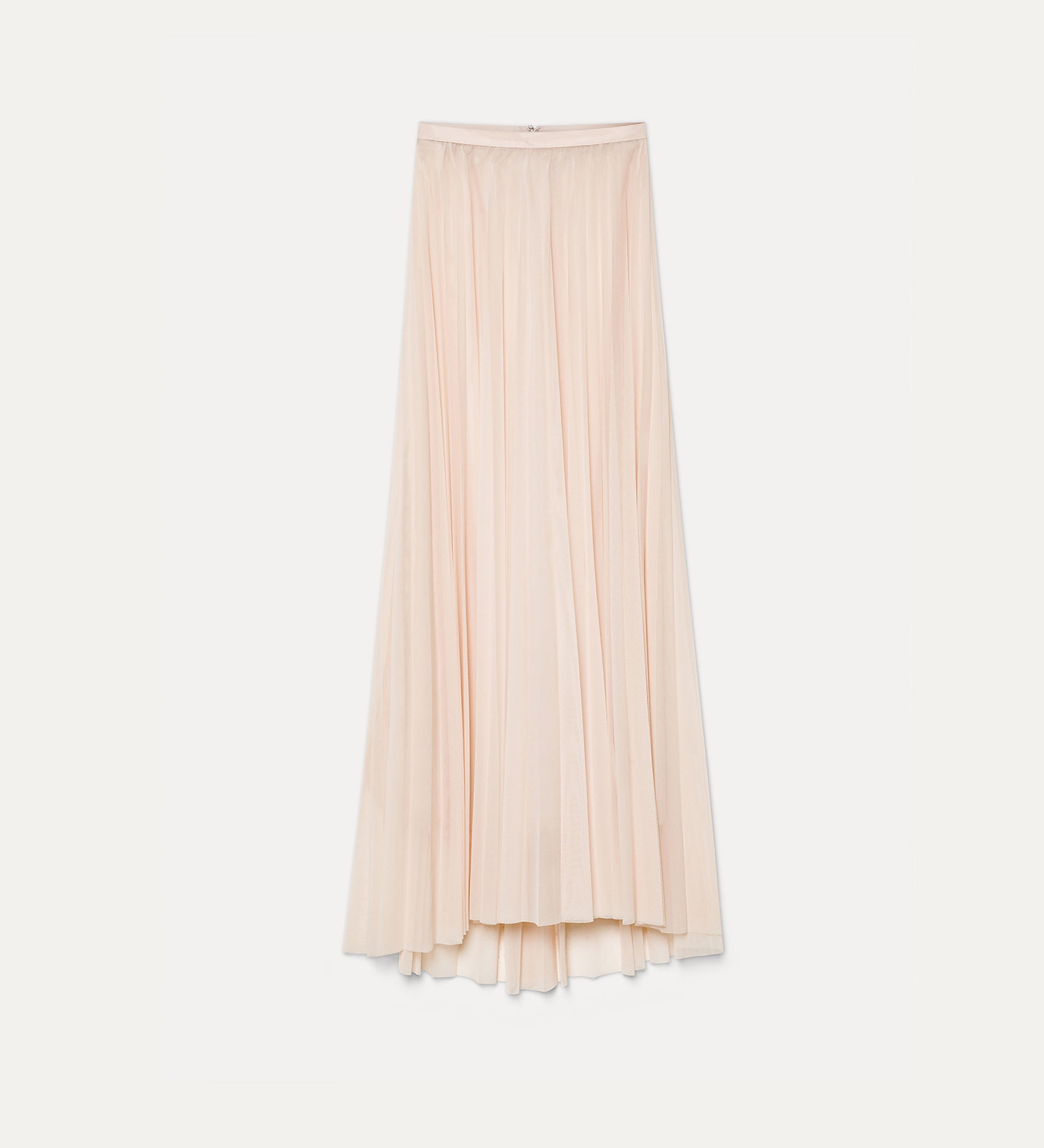 long pleated tulle skirt nude