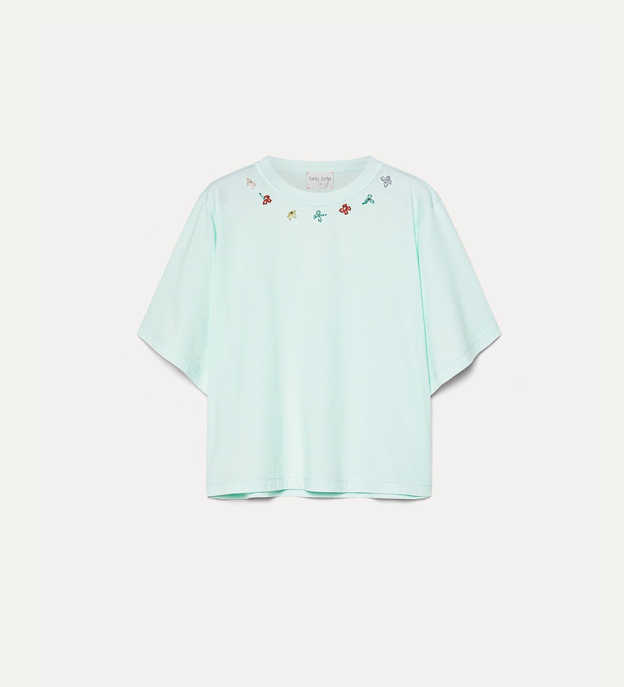 t-shirt jersey cotone bio ricamo "petites fleurs" plume