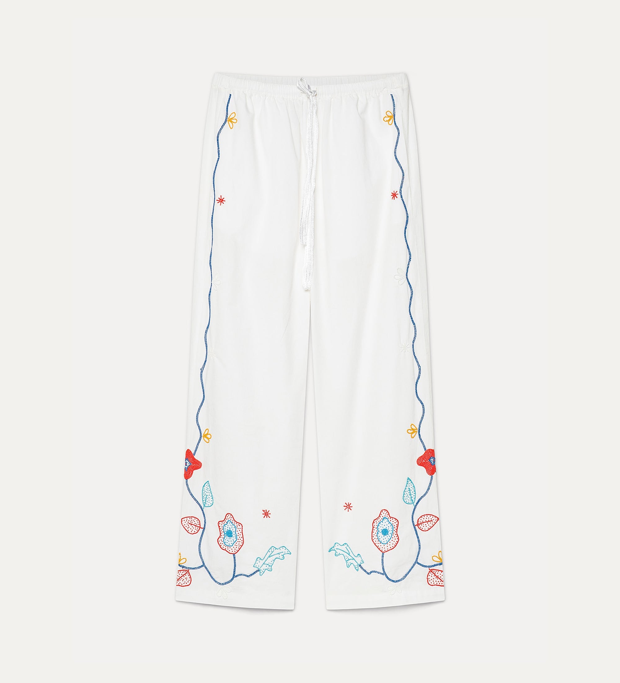 poplin trousers with “broderie en rêve” embroidery crystal