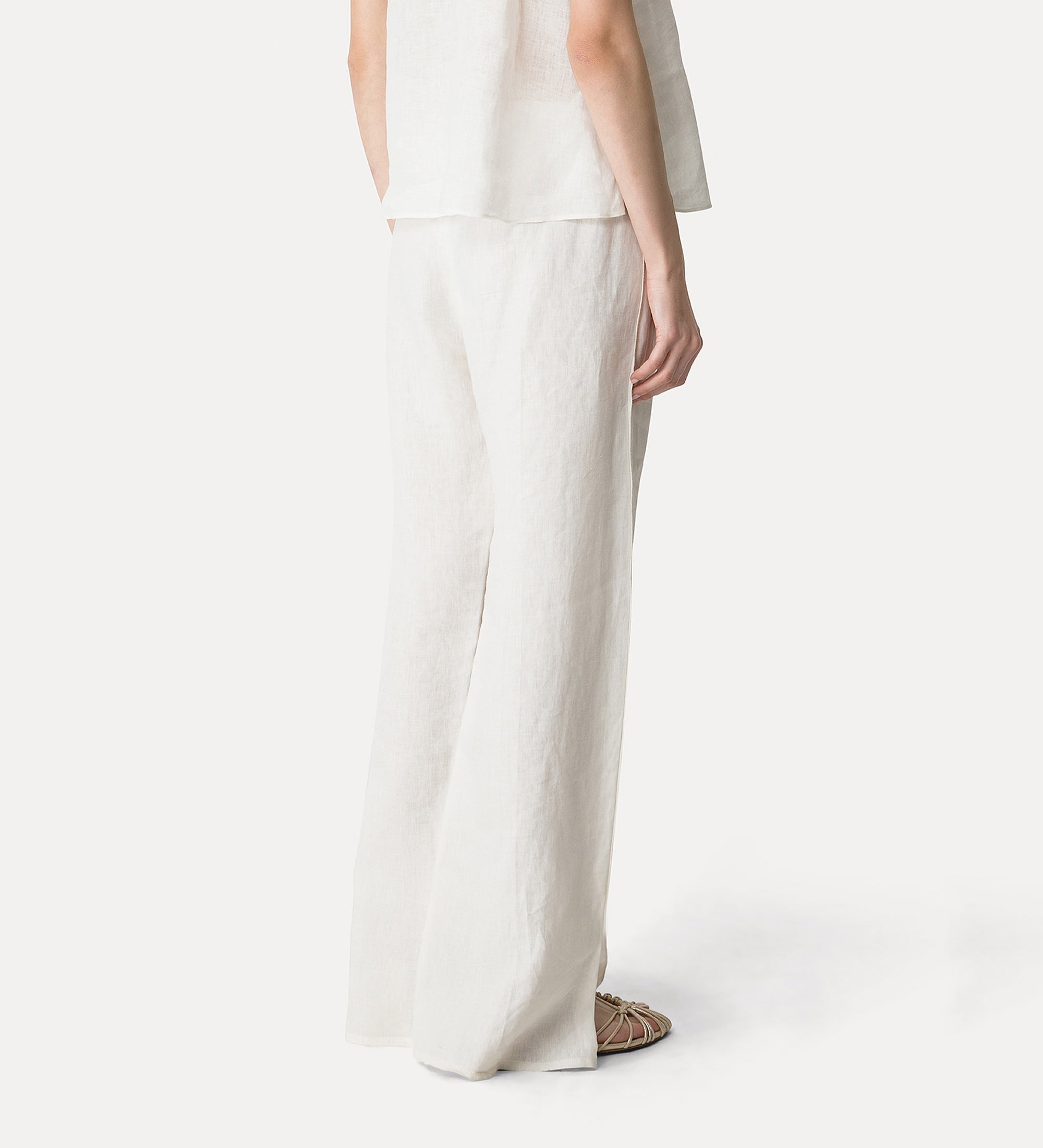 linen trousers with elasticated waistband crystal