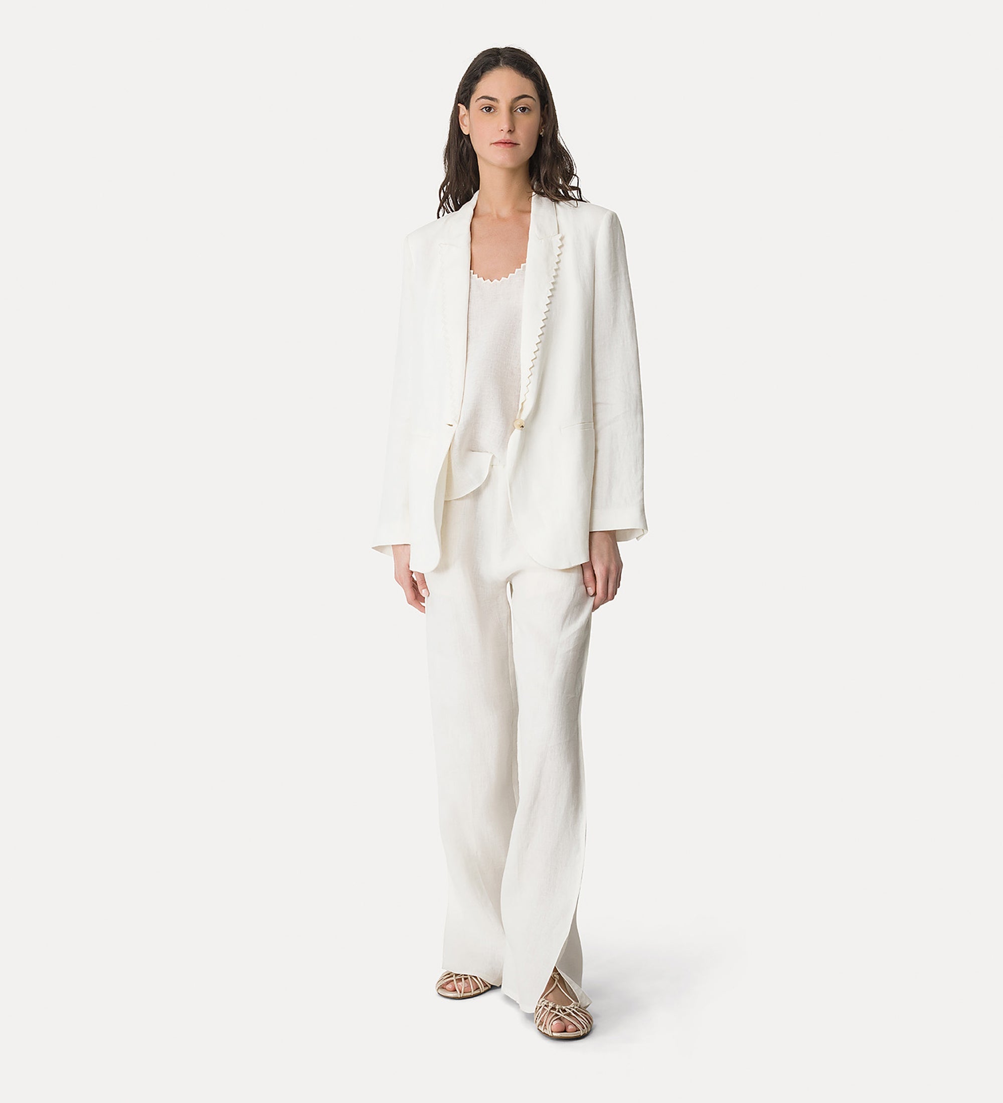 linen trousers with elasticated waistband crystal