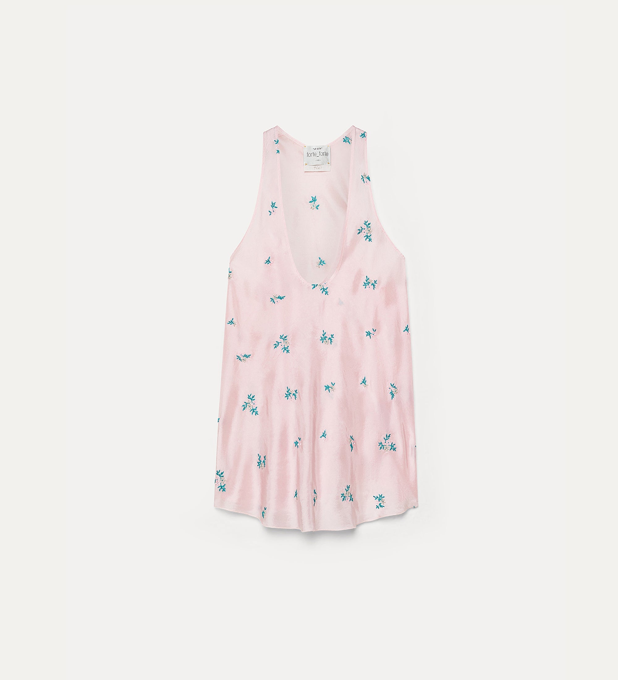 habotai silk top with “petites fleurs” embroidery sweet