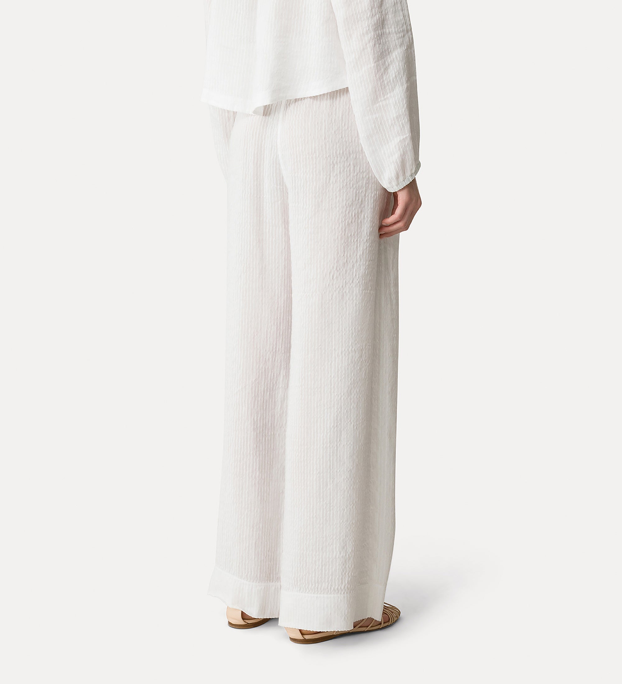 striped silk and linen voile trousers crystal