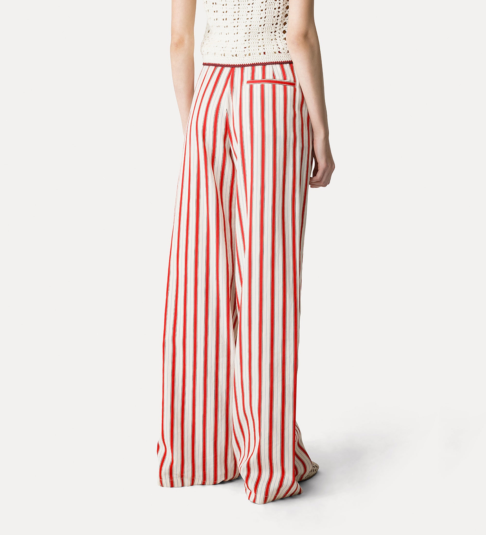 striped straight cut trousers rouge