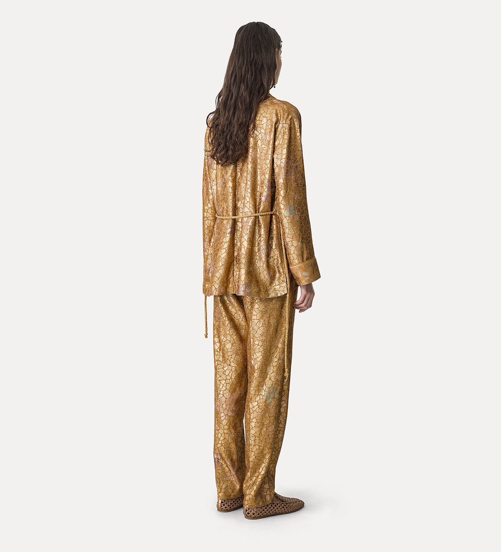 “les folies” jacquard kimono jacket gold