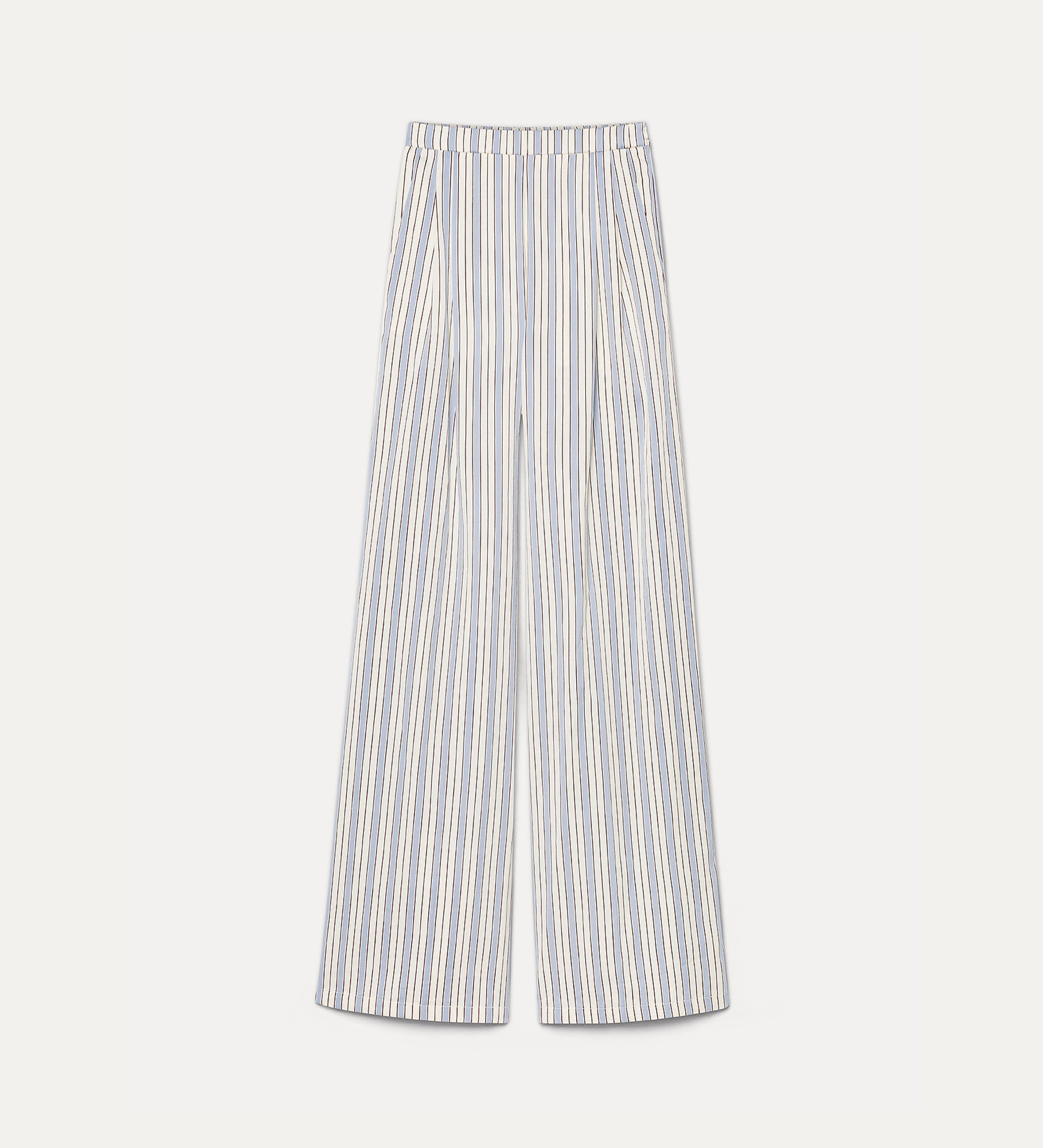 striped straight cut trousers sky