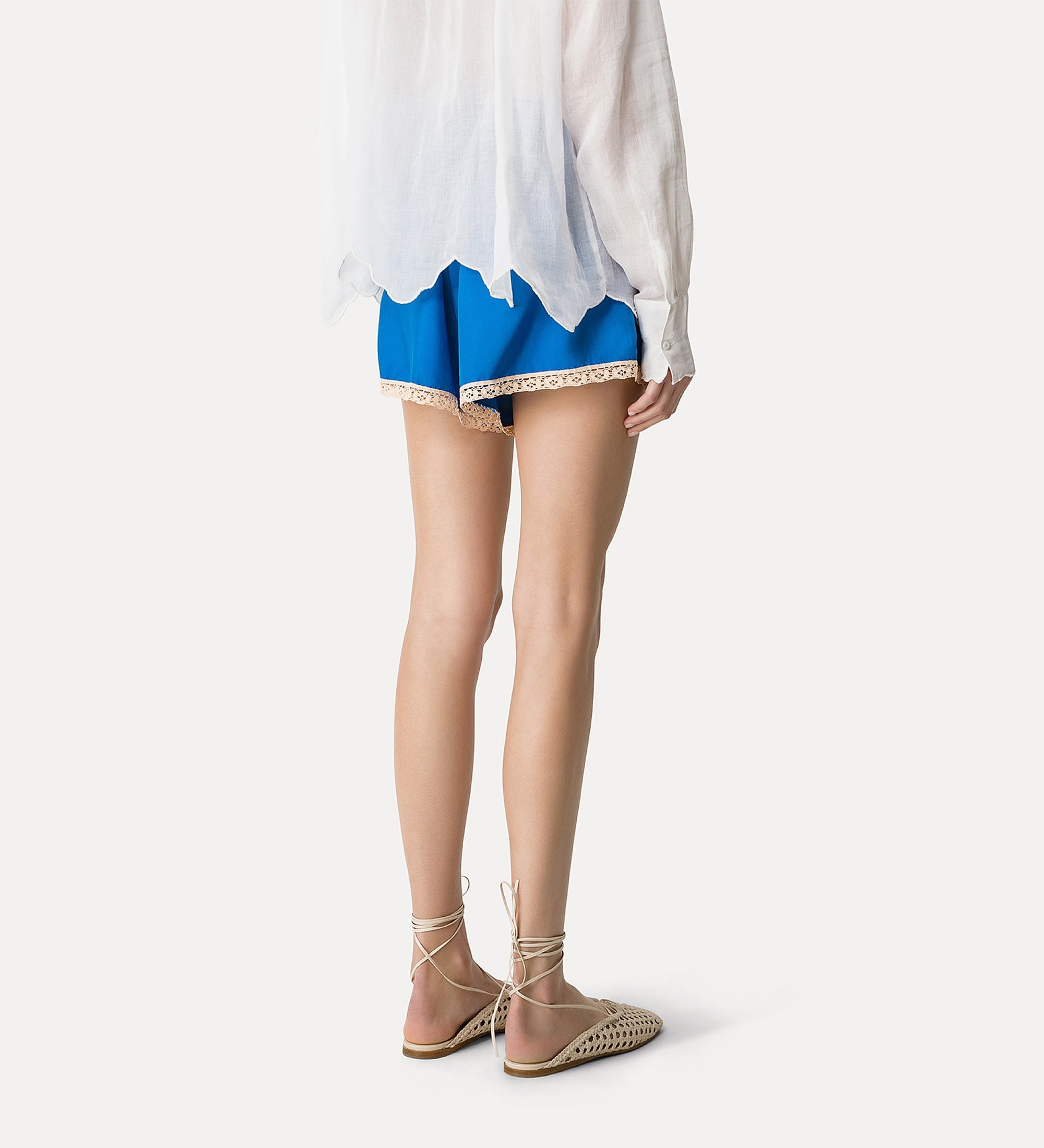 viscose twill culottes with lace sea
